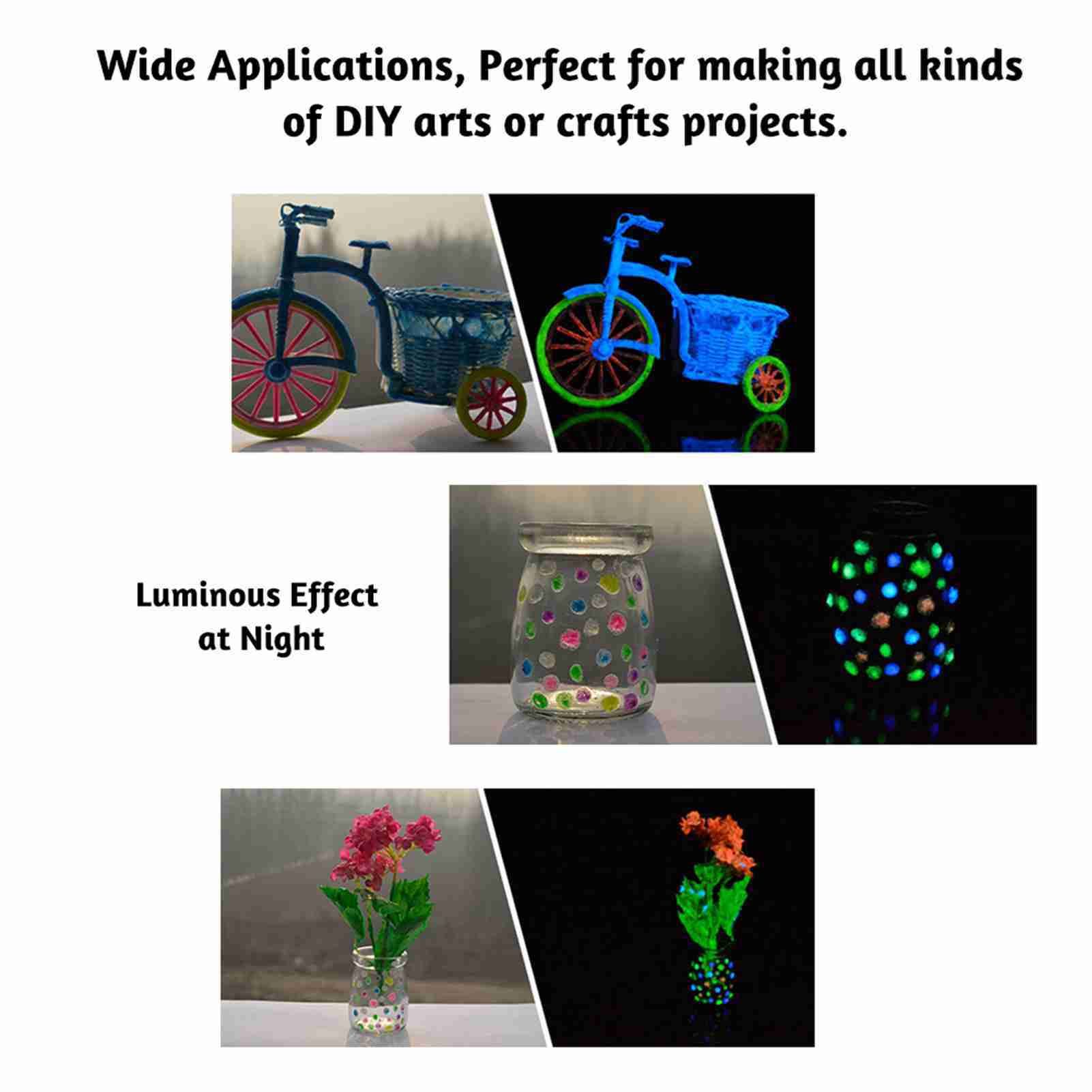 20g Glow in the Dark Fluorescent Colorful Acrylic Luminous Paint Bright view 3