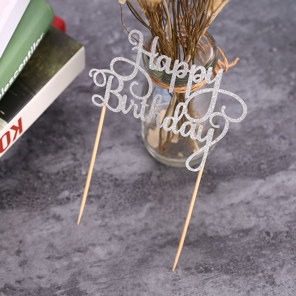 15pcs Glitter Paper Happy Birthday Cake Topper Cupcake Dessert Decoration view 2