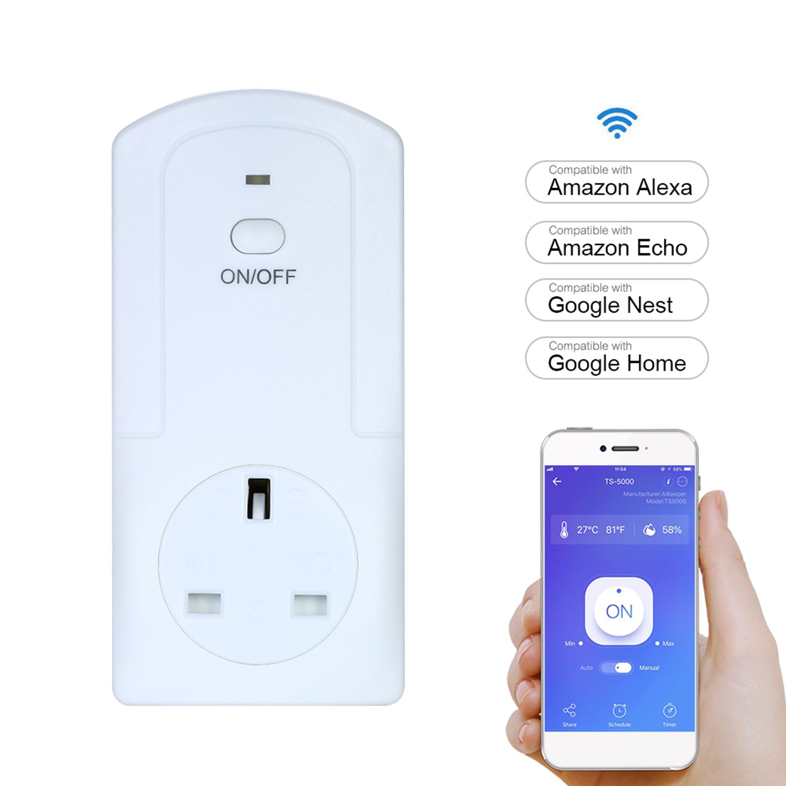 Wireless APP Remote Control Power Outlet Smart Thermostat Humidistat Timing