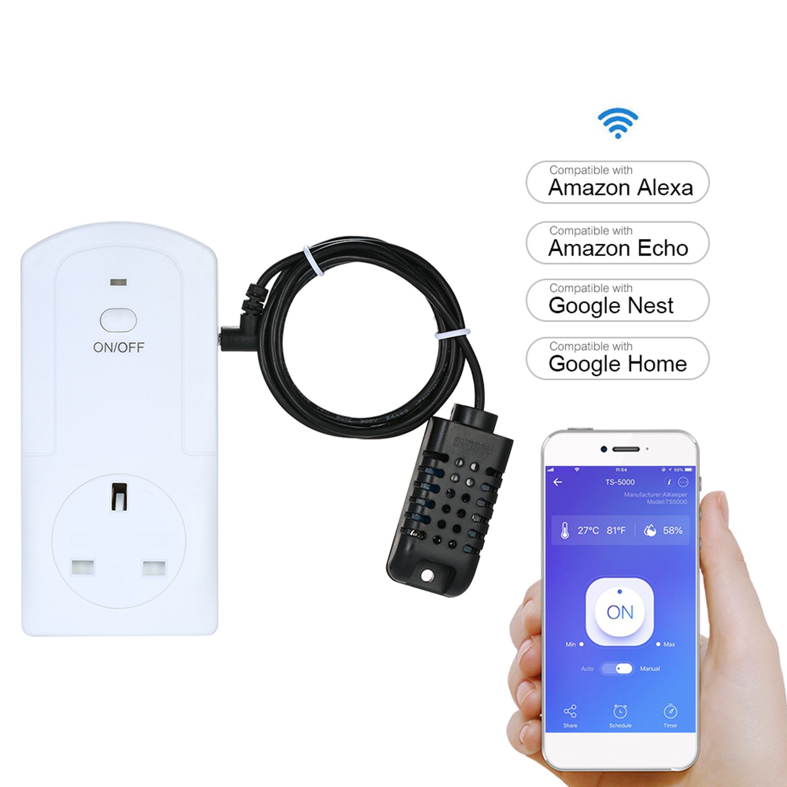 Wireless APP Remote Control Power Outlet Smart Thermostat Humidistat Timing view 2
