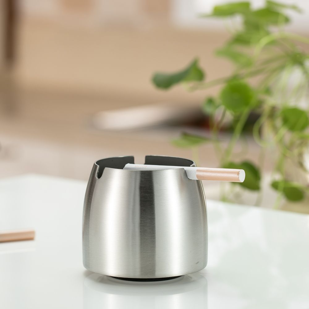 Windproof Ashtray Stainless Steel Tabletop Ashtray Cigarette Cigar Ash Holder — image 1
