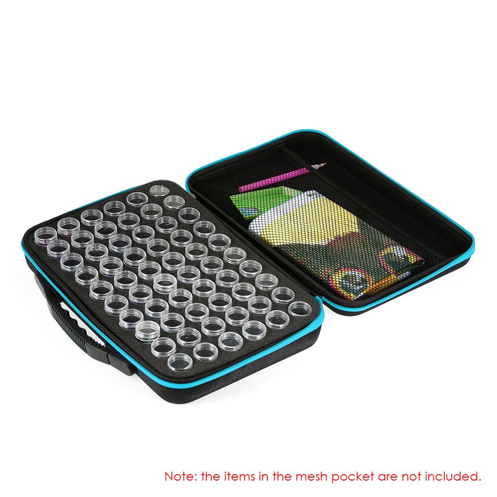 60-Bottles Diamond Painting Box Shockproof Drop-proof Double-Zipper Closure