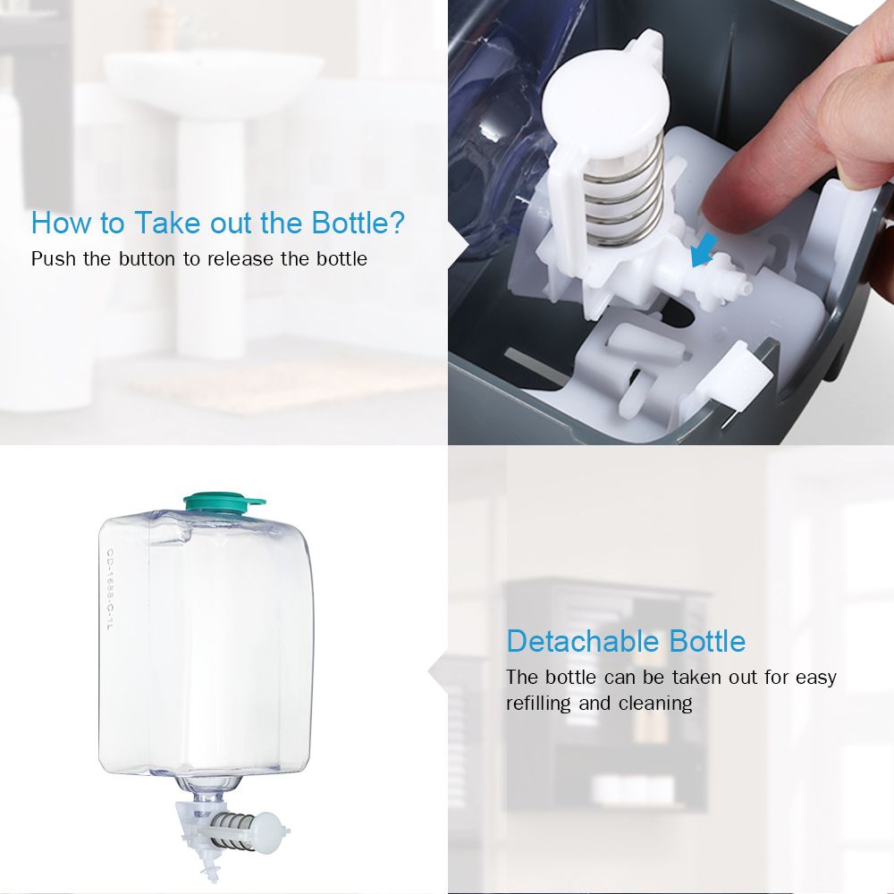 1000ml Wall Mounted Soap Dispenser Shower Gel Liquid Shampoo Dispenser Holder