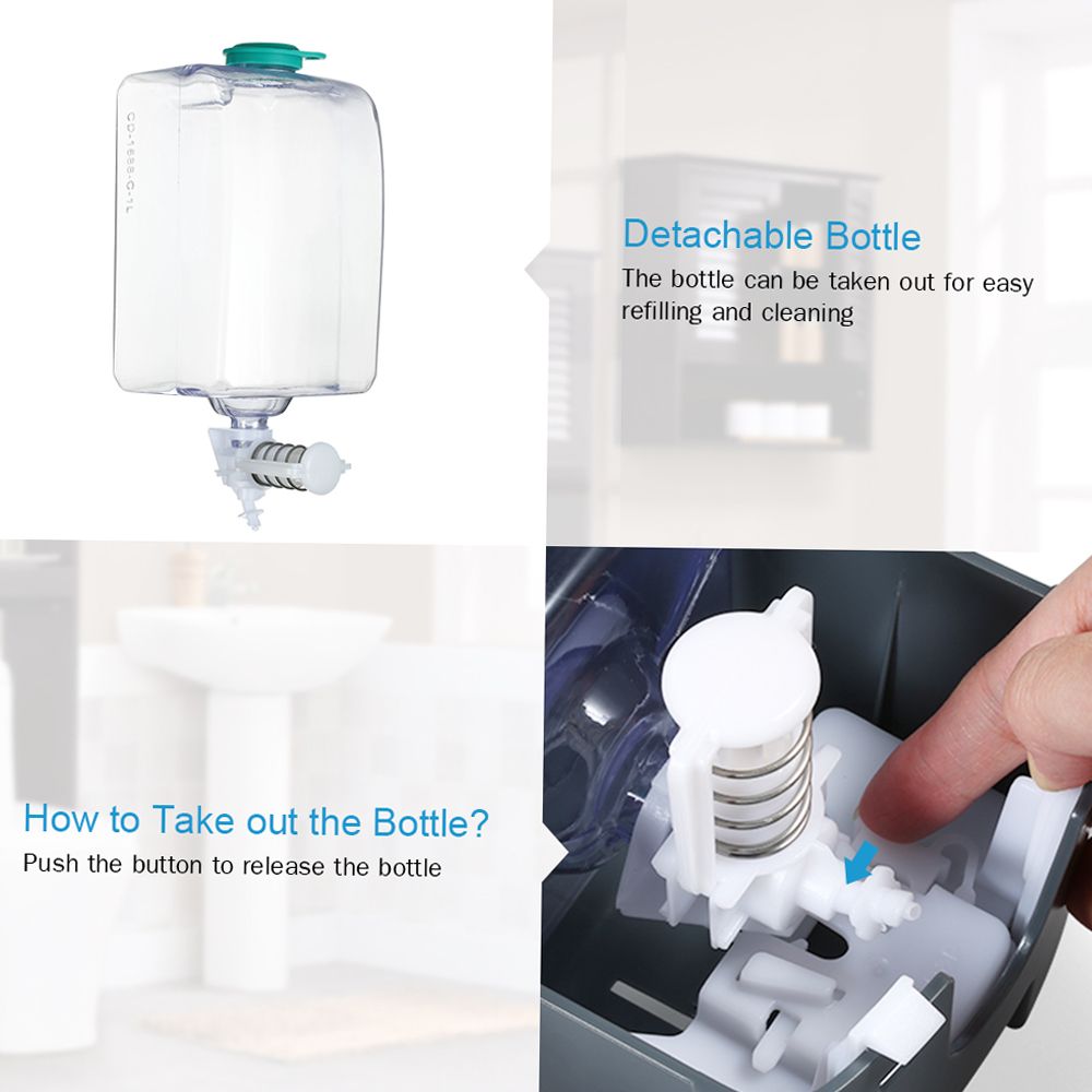 1000ml Wall Mounted Soap Dispenser Shower Gel Liquid Shampoo Dispenser Holder