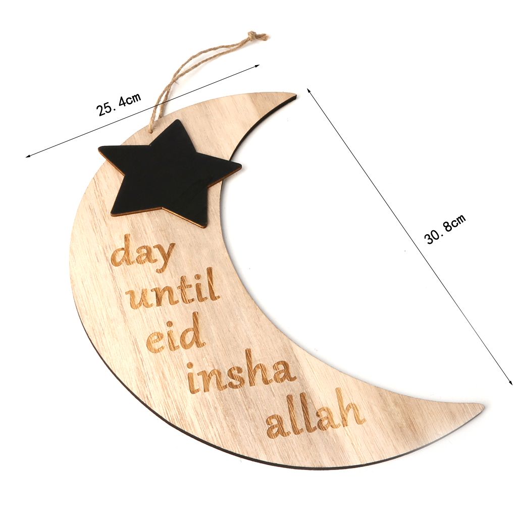 Ramadan Crescent Pattern Decorations DIY Wooden Eid Mubarak Countdown Board — image 1