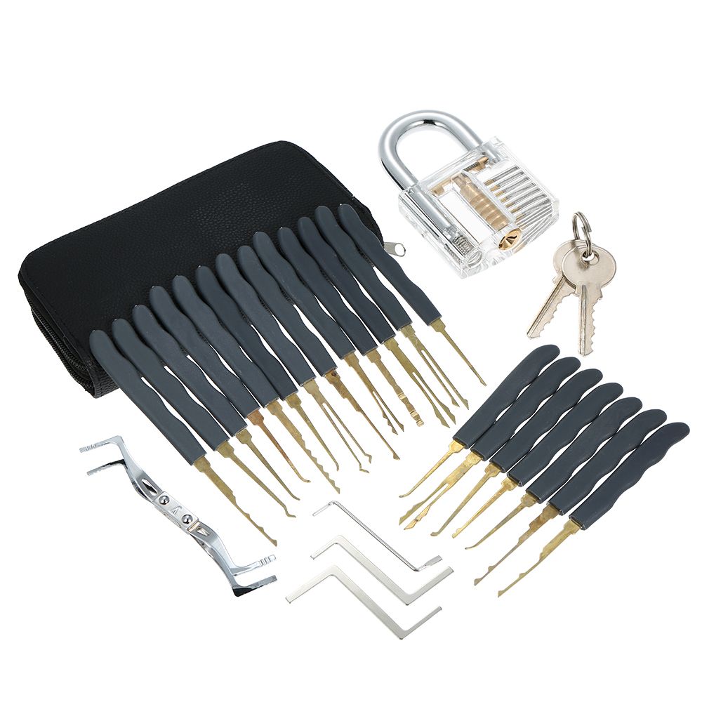 24pcs Lock Unlocking Picking Set Kit Tool with Transparent Practice Training view 2