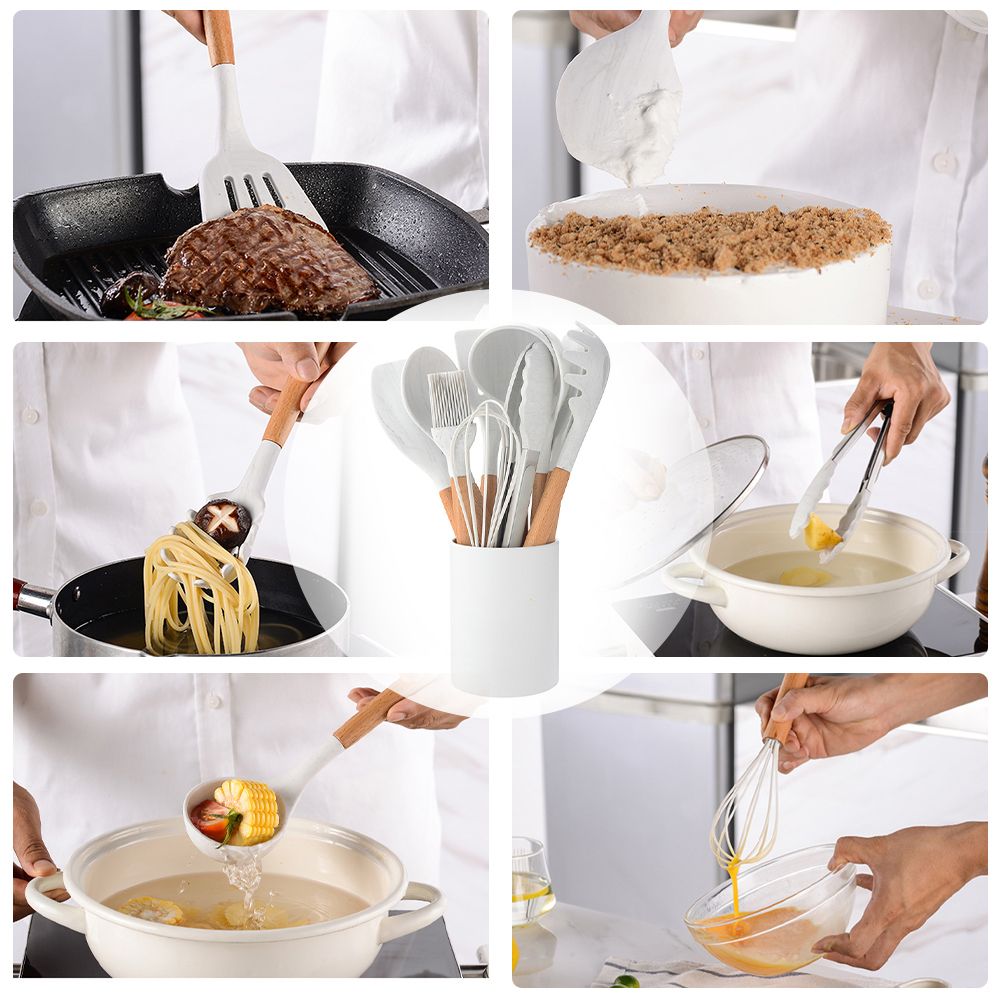 Silicone Cooking Utensil Set Non-stick Kitchen Utensils Set 11 PCS Heat