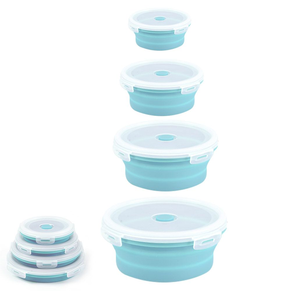 Collapsible Food Storage Container with Lid Silicone Bento Lunch Boxes 4 Pack view 2