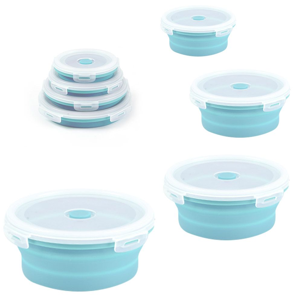 Collapsible Food Storage Container with Lid Silicone Bento Lunch Boxes 4 Pack view 3