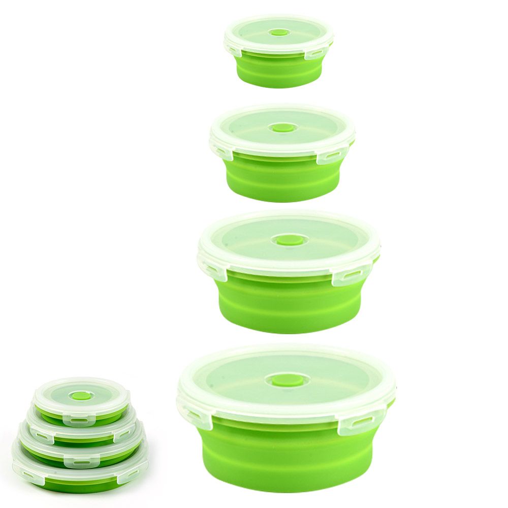 Collapsible Food Storage Container with Lid Silicone Bento Lunch Boxes 4 Pack view 2
