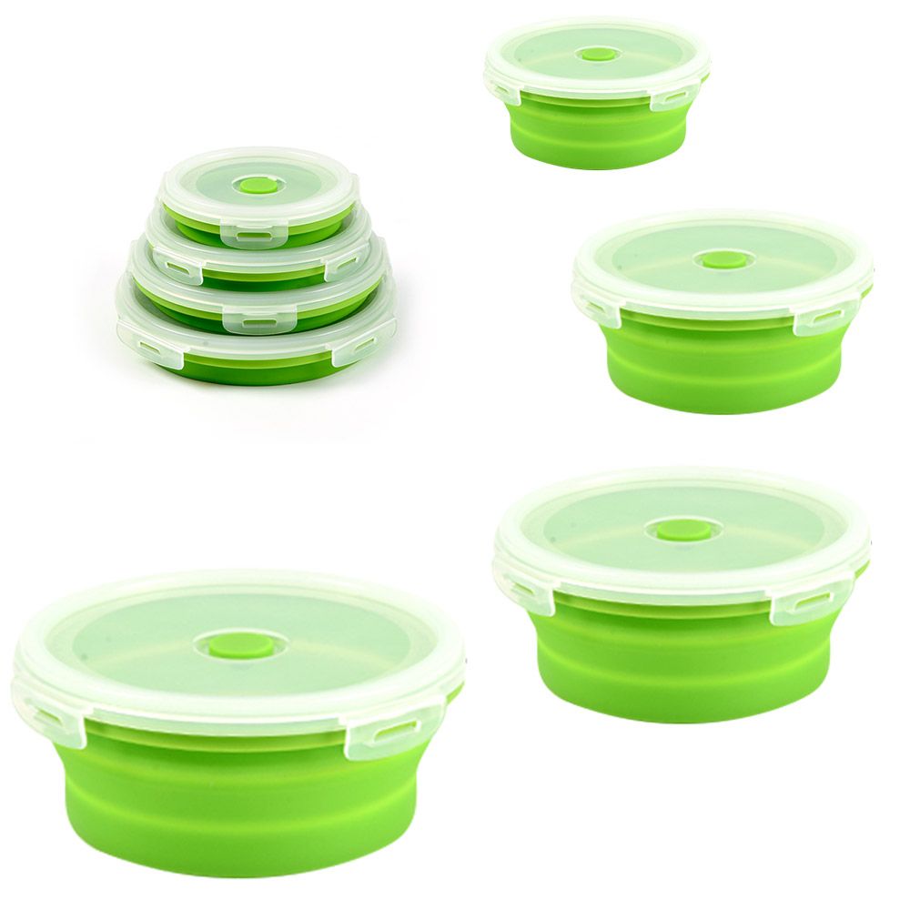 Collapsible Food Storage Container with Lid Silicone Bento Lunch Boxes 4 Pack view 3