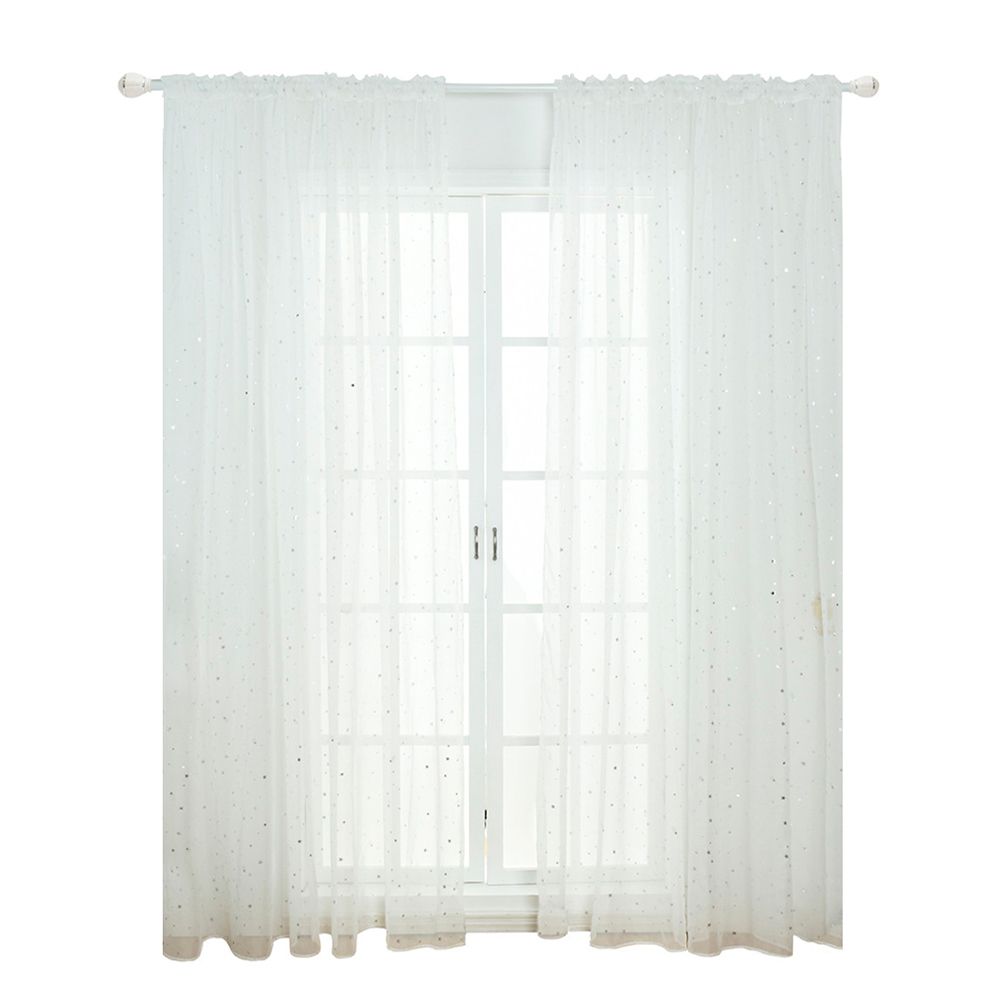Sheer Curtains Little Star Print Window Screen Curtains for Living Room Dining view 2
