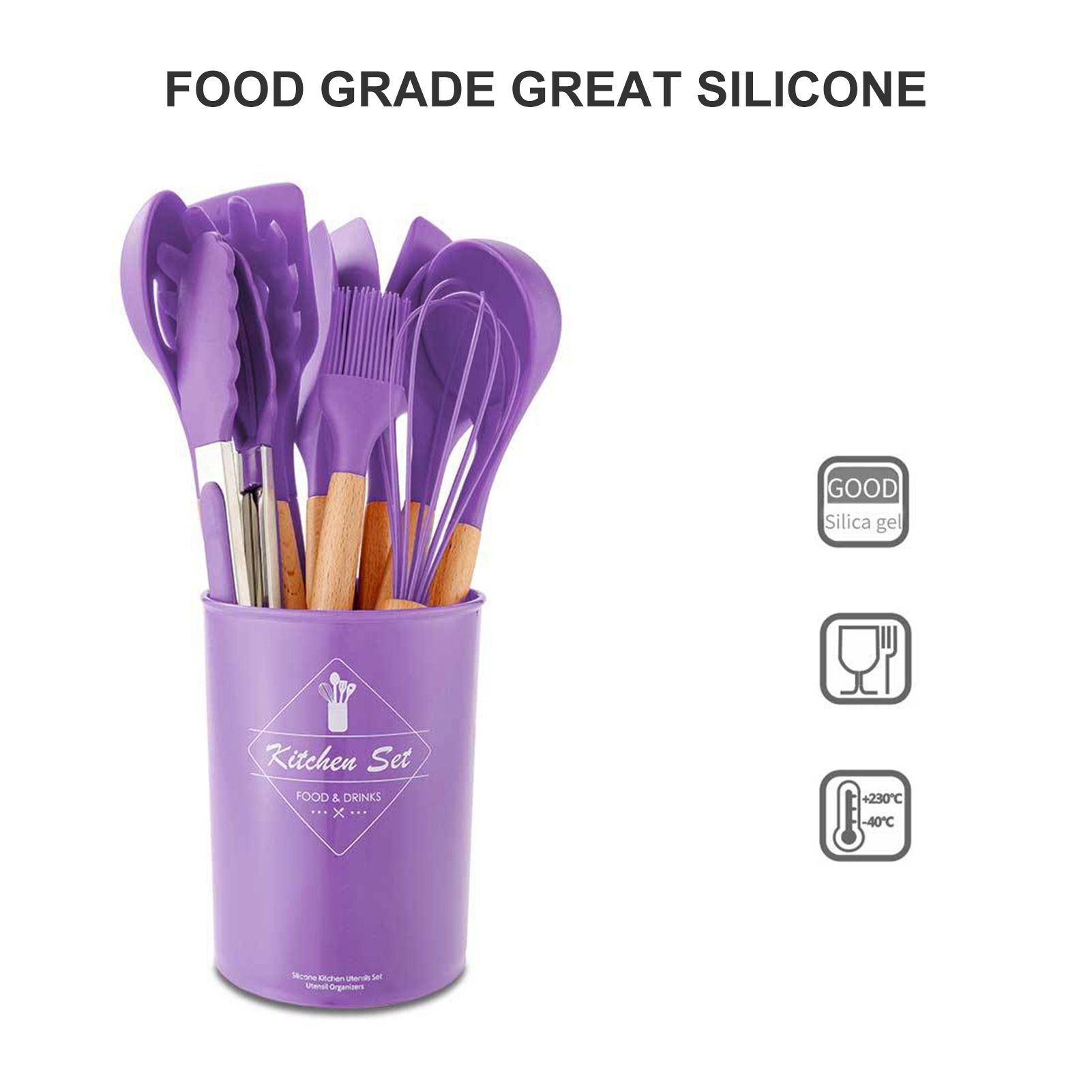 Kitchen Utensils Set 11Pcs Silicone Non-stick Barreled Cooking Utensils Set