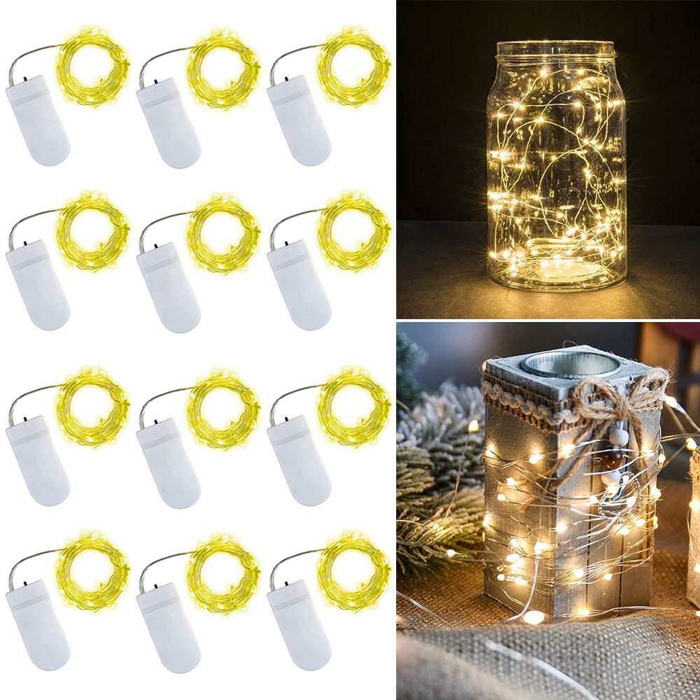 String Light 2 Meters 20 LED Rope Light 12 Pack IP65 Water Resistance Warm — image 1