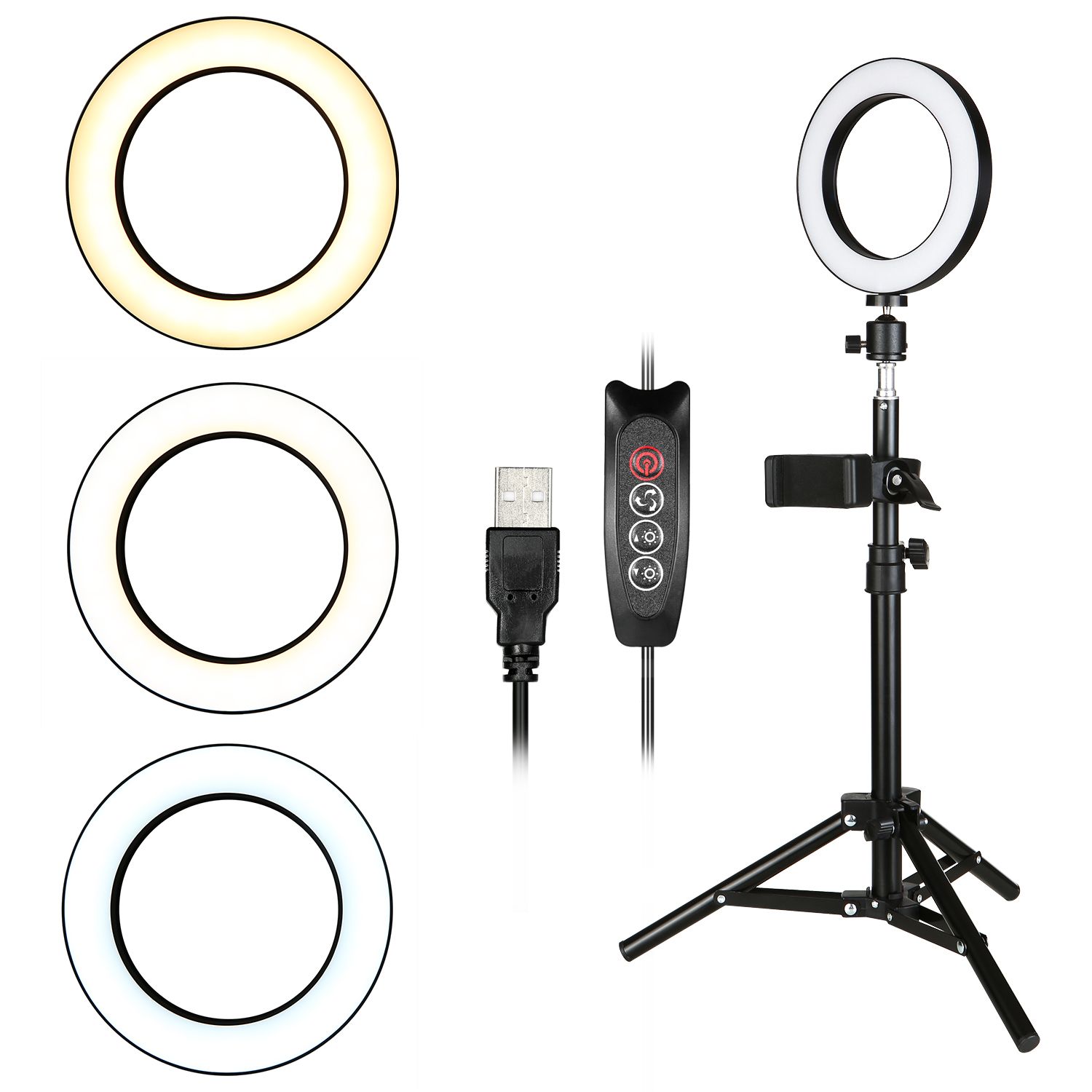 3 Gear Brightness LED Ring Light with Cell Phone Holder Stand for Live Stream view 2