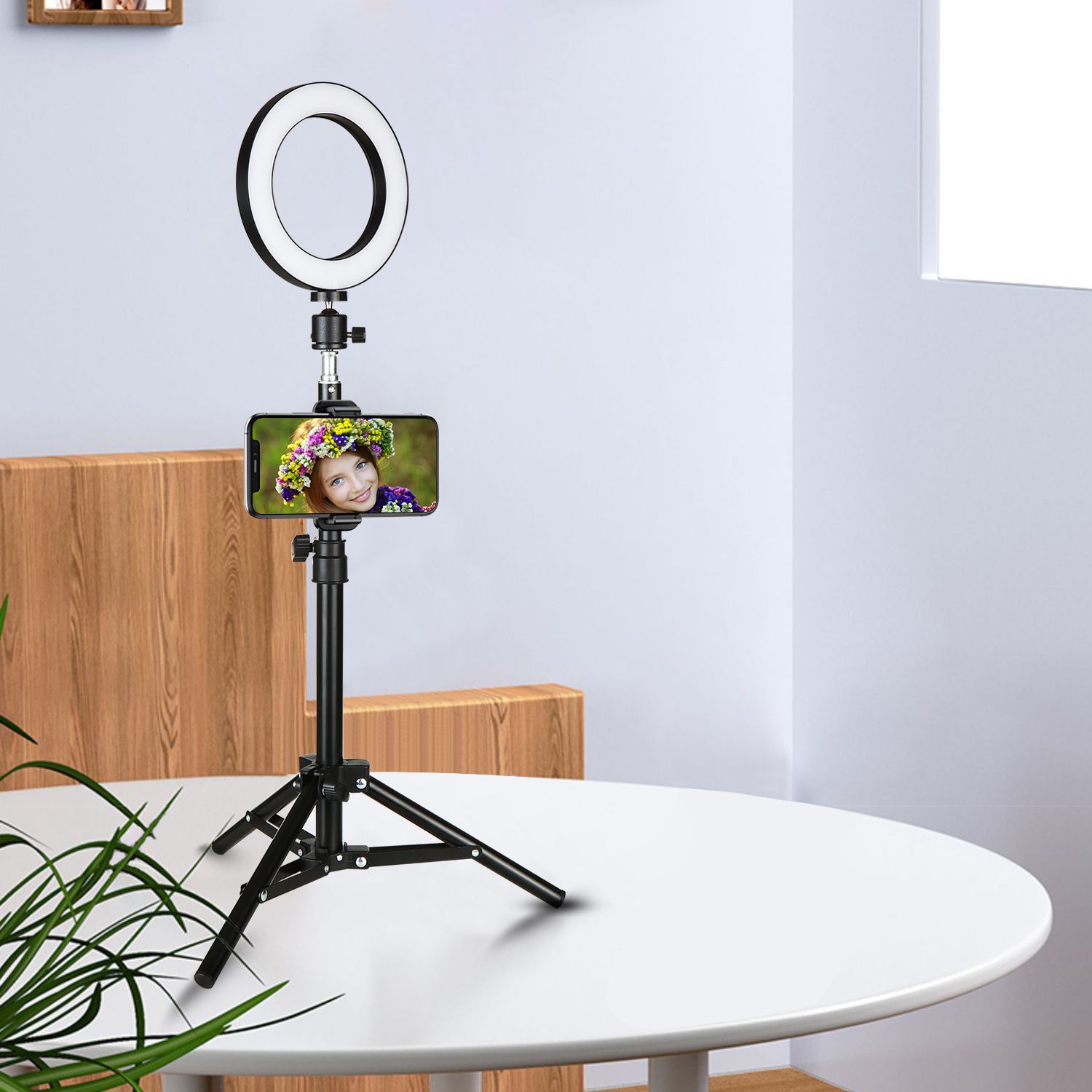 3 Gear Brightness LED Ring Light with Cell Phone Holder Stand for Live Stream view 3