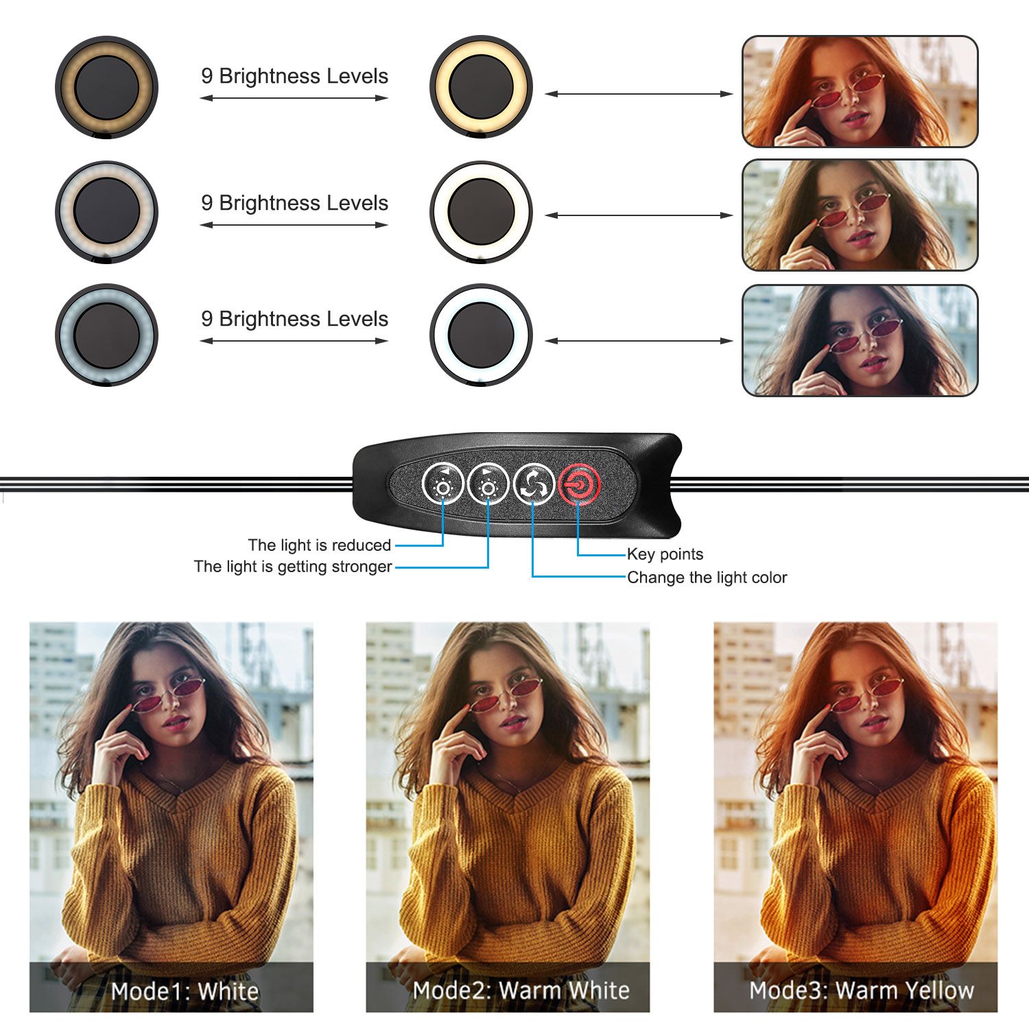 3 Gear Brightness LED Ring Light with Cell Phone Holder Stand for Live Stream view 4