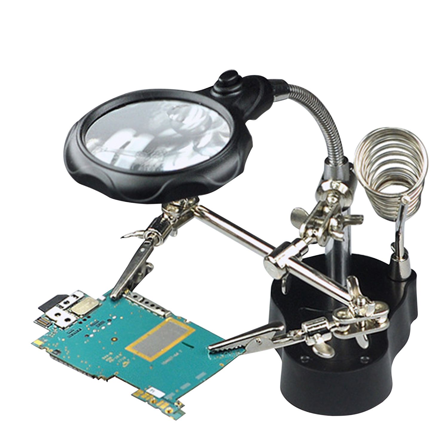 3.5X 12X Desktop Magnifier LED Light Helping Hands Table Magnifier Glass Stand view 2