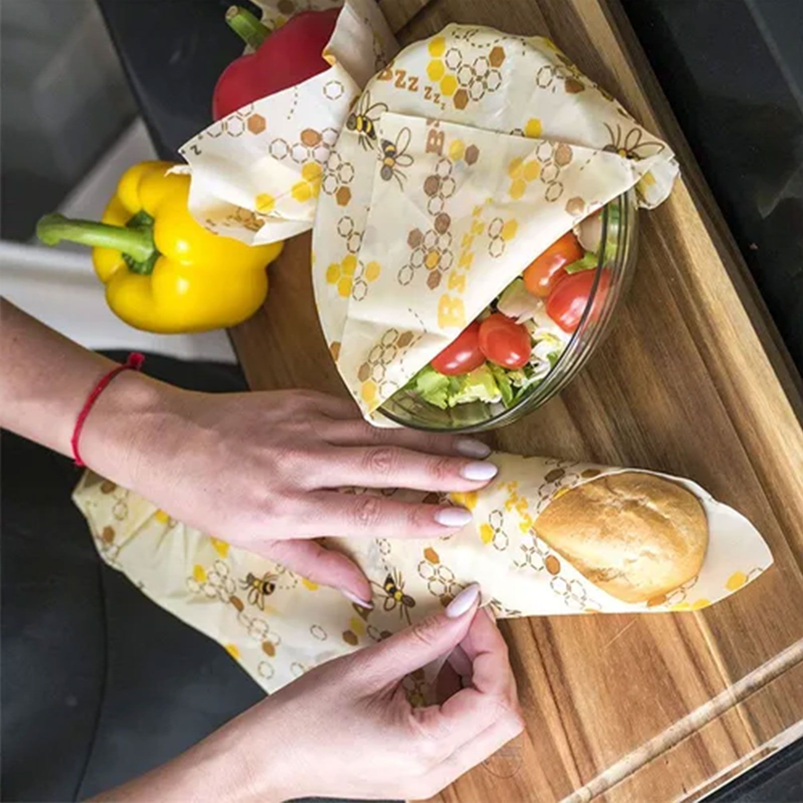 3Pcs Reusable Beeswax Food Wrap Beeswax Wrap Eco Friendly Organic view 2