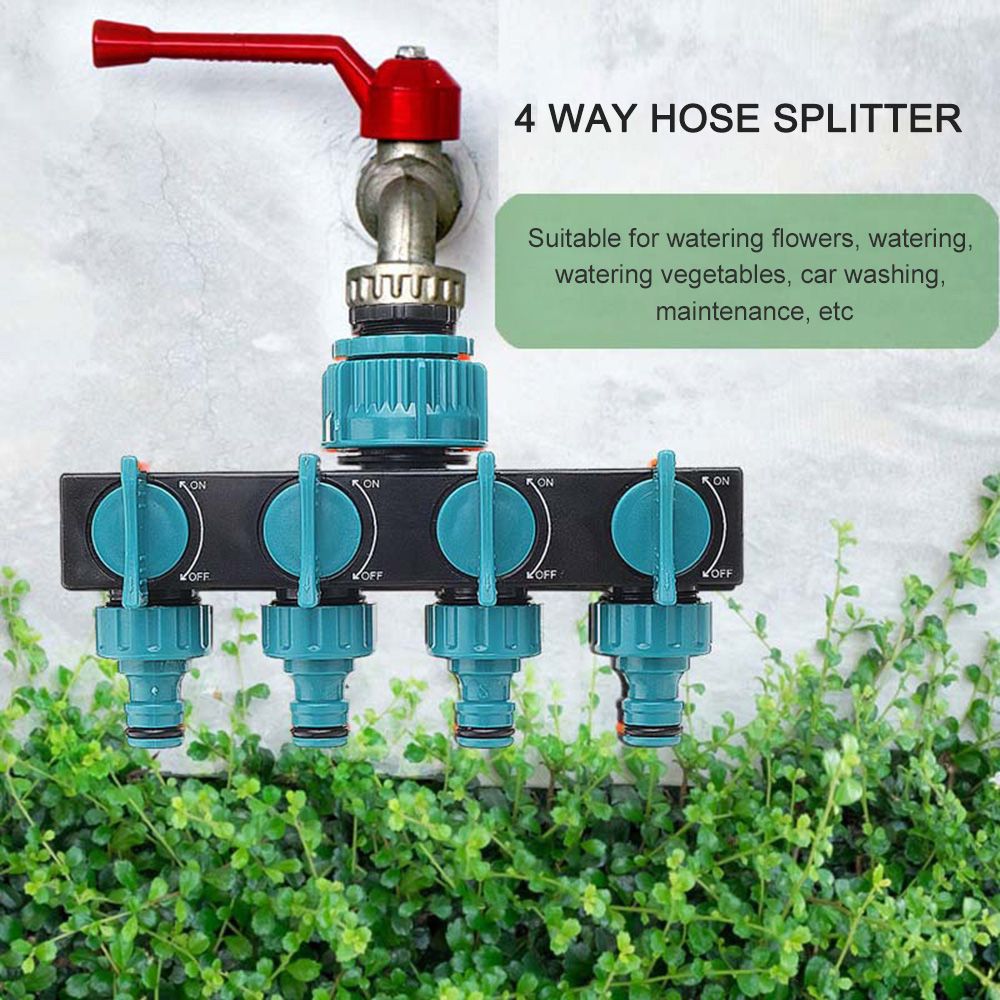 4 Way Hose Splitter, Hose Splitter for Garden 4 Way Shut Off Valve Plastic view 2