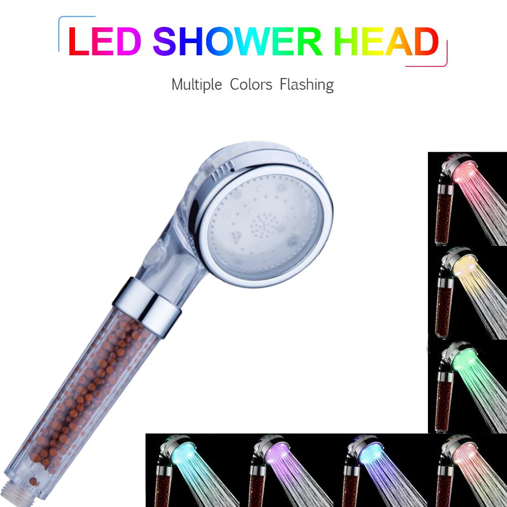 LED Hand Shower LED Shower Head Ionic Filter Multiple Colors Automatically view 2