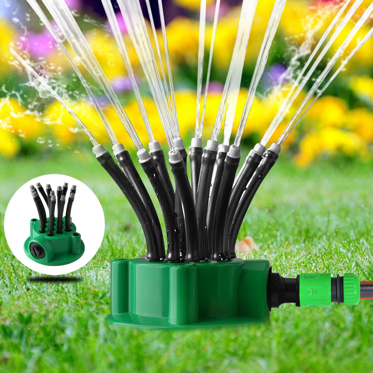 Garden Sprinkler Multi-Tips Lawn Sprinkler Head Nozzle 12 Flexible Spray — image 1