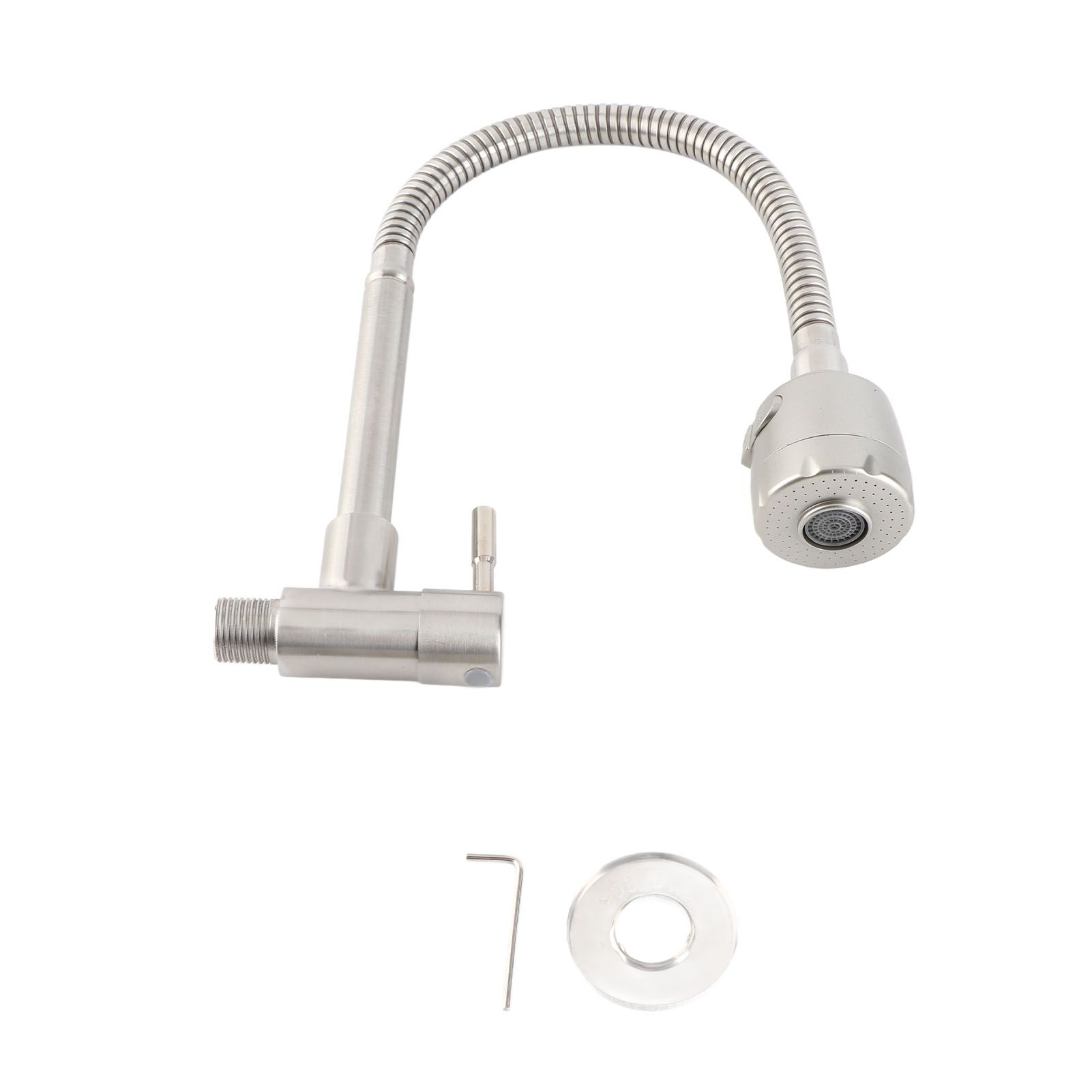 Sink Faucet G1/2 In 360° Swivel Wall Mounted Stainless Steel Single Handle view 2