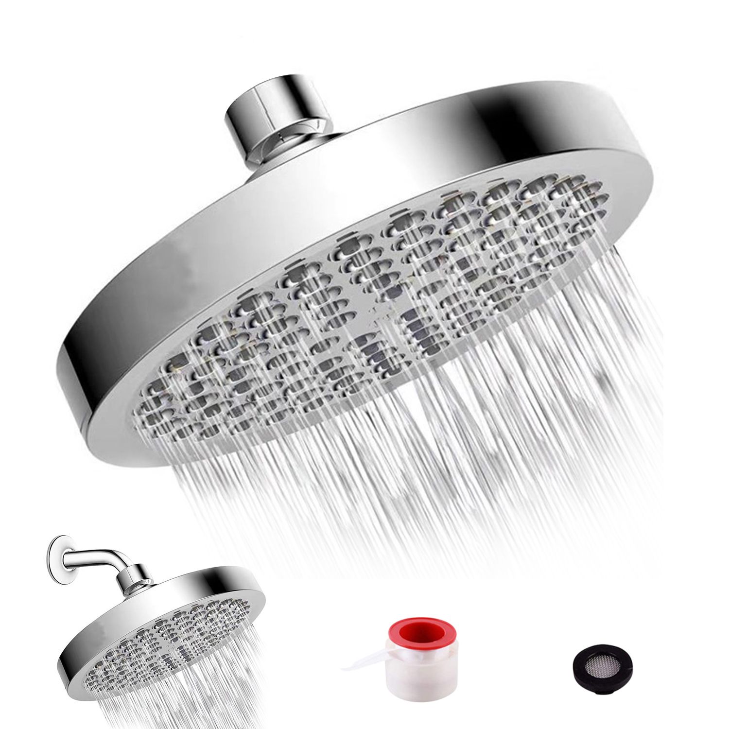 6 Inch High Pressure Shower Head G1/2 Rain Showerhead Adjustable Bathroom view 2