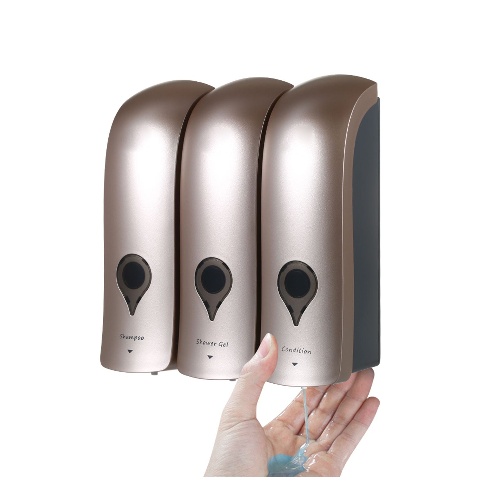 CHUANGDIAN Manual Soap Dispenser 3 Chamber x 300ml/ 10.2oz Wall Mounted Liquid view 3