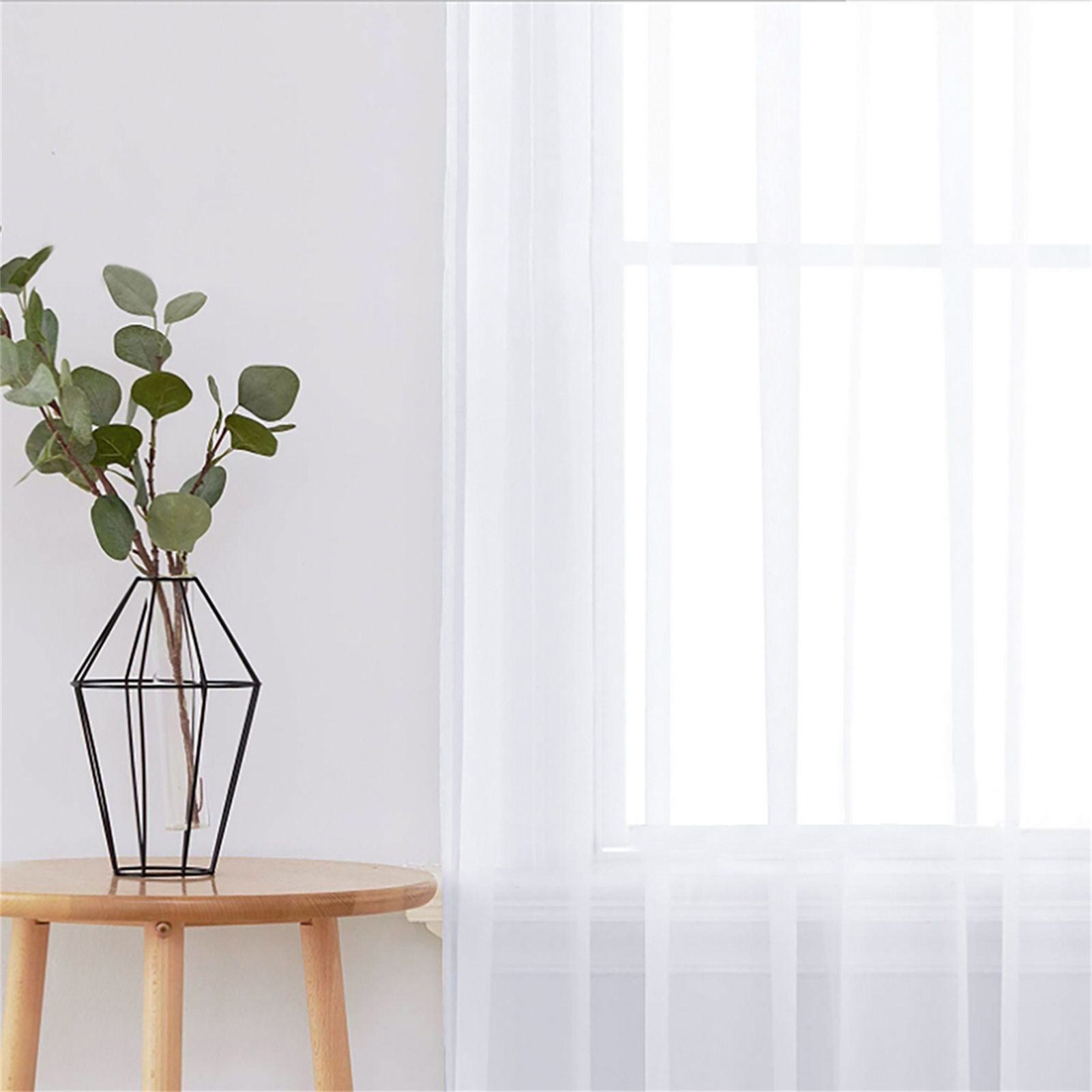 Sheer Curtains Living Room Rod Pocket Window Curtain Panels Bedroom Semi Sheer view 3