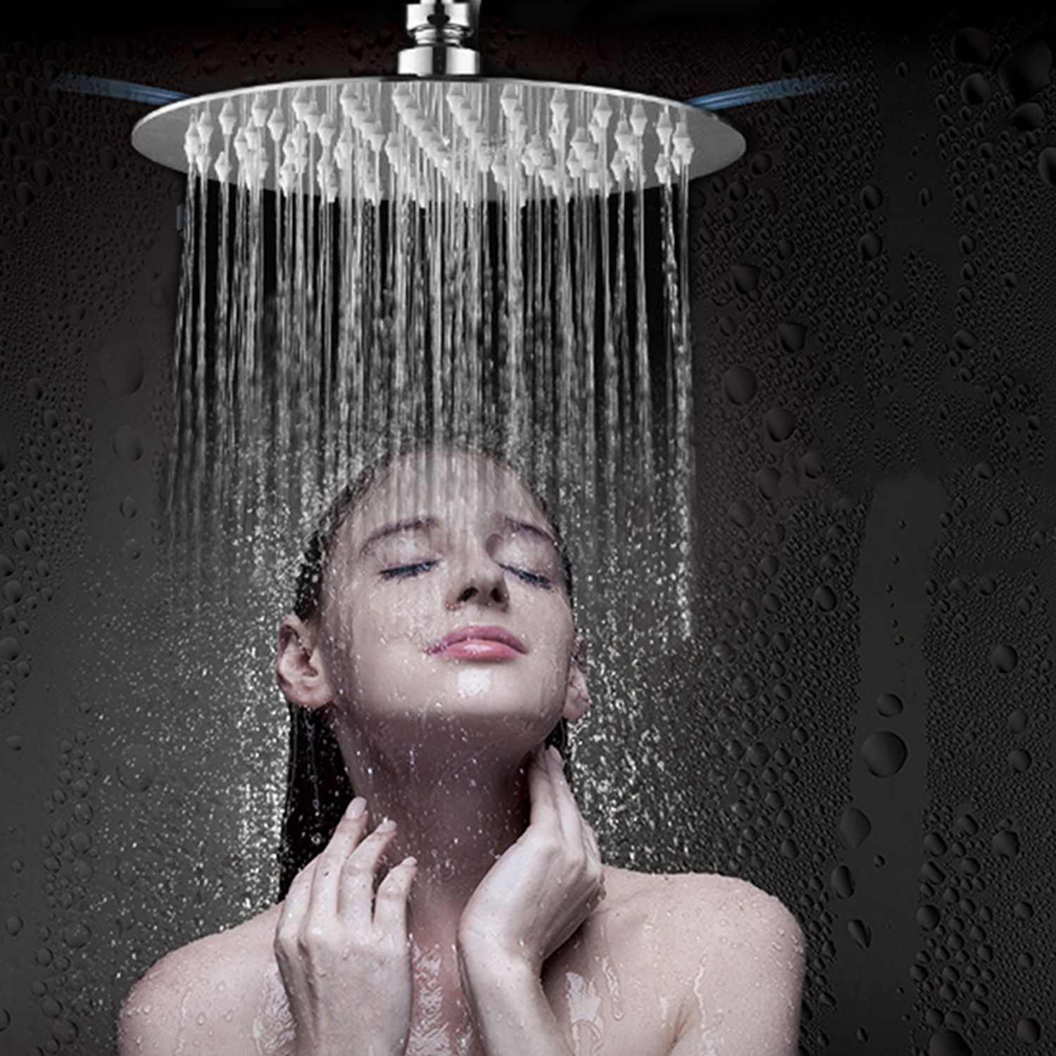 8 Inch Round Rain Showerhead G1/2 High Pressure Shower Head Bathroom Swivel