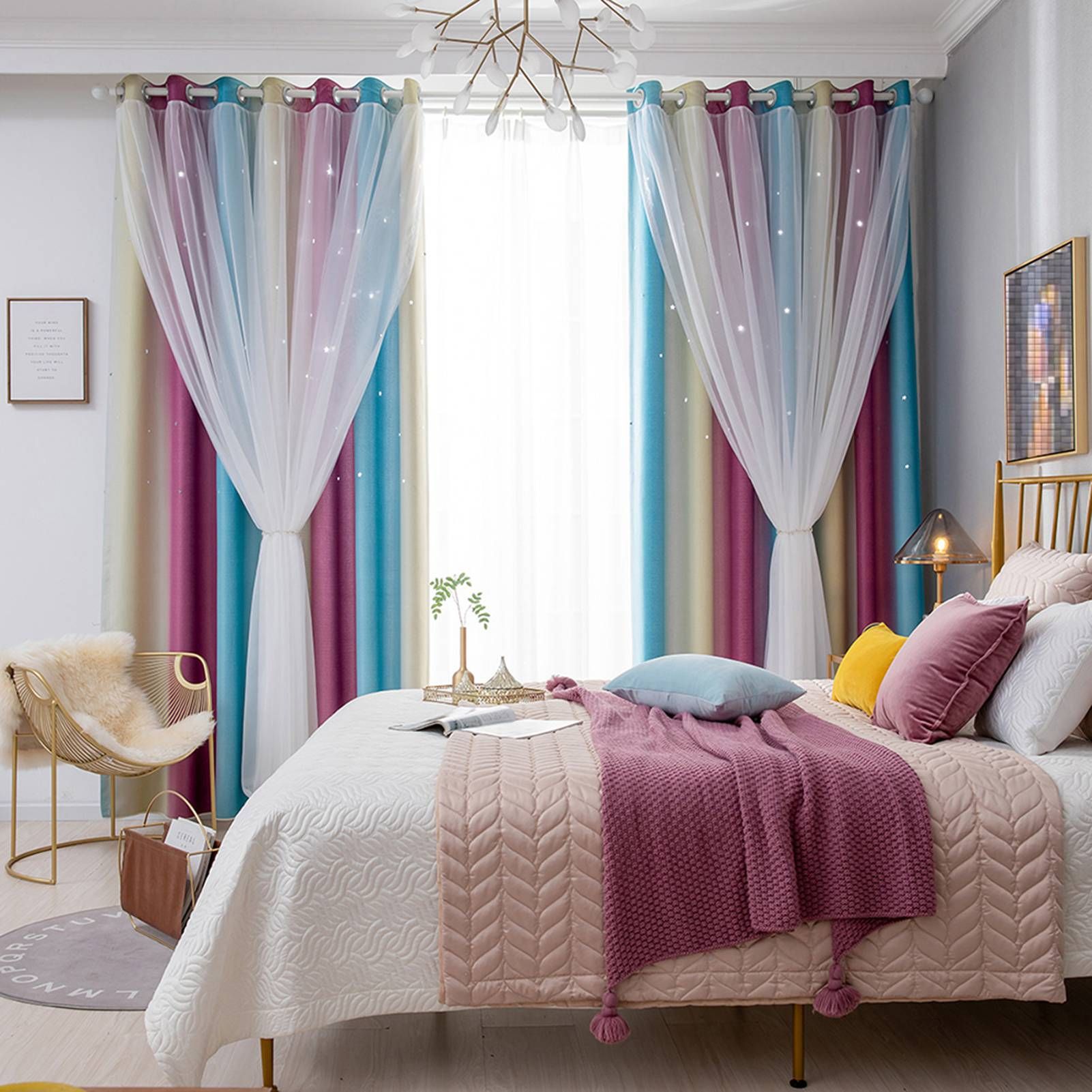 Star Curtains Stars Blackout Curtains for Kids Girls Bedroom Living Room view 9