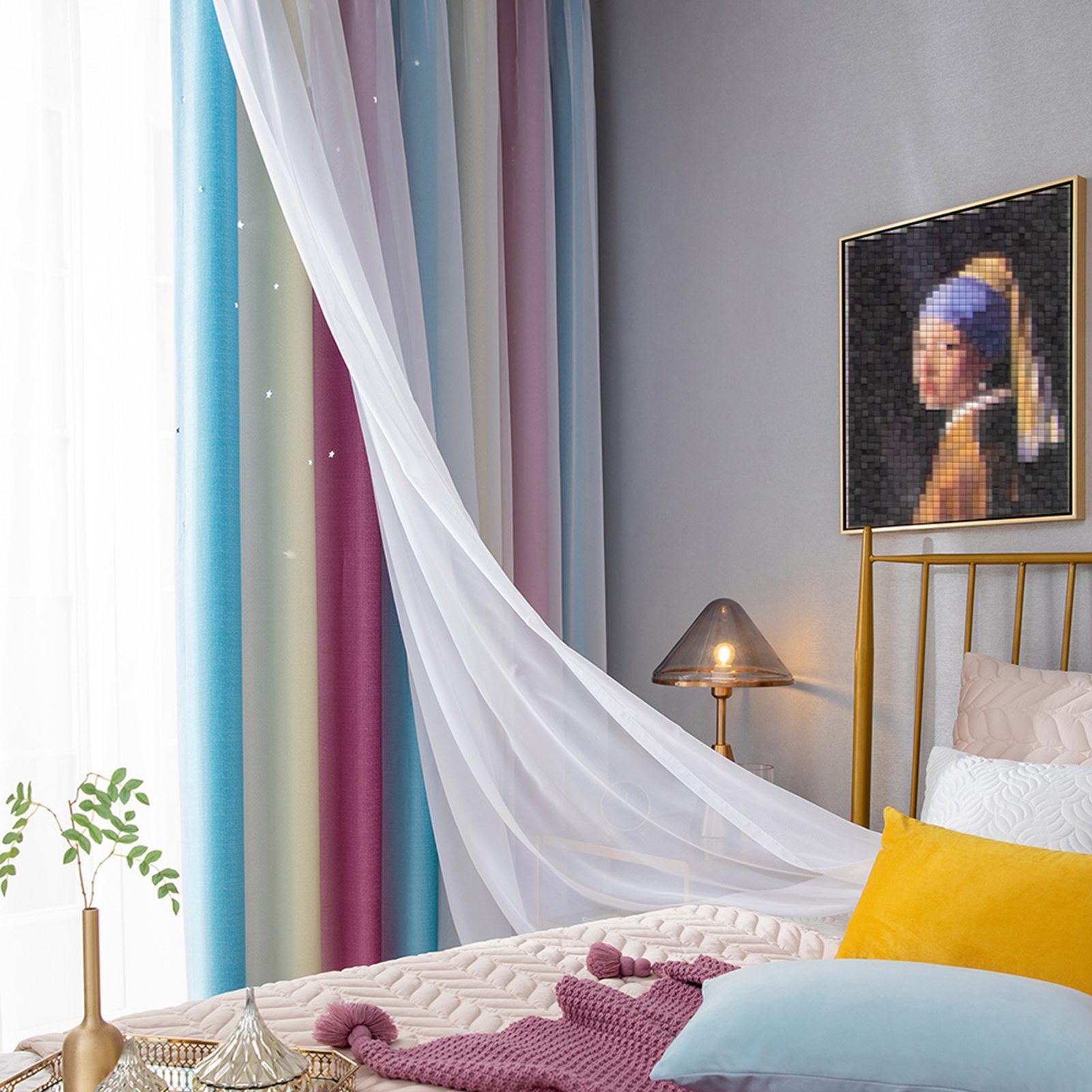 Star Curtains Stars Blackout Curtains for Kids Girls Bedroom Living Room view 10