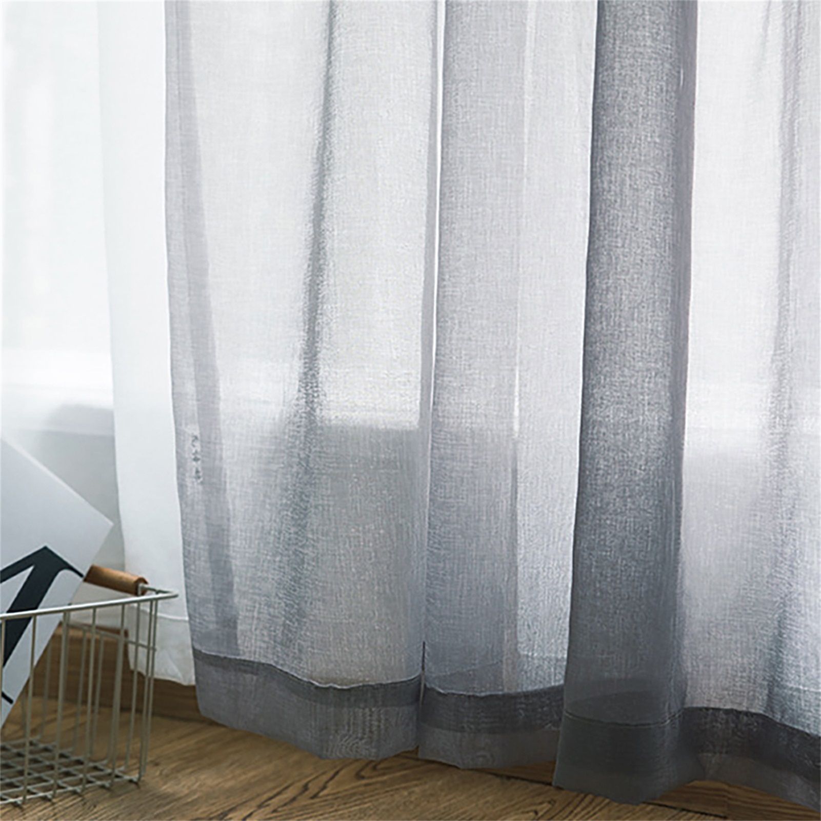 Sheer Curtains Living Room Rod Pocket Window Curtain Panels Bedroom Semi Sheer