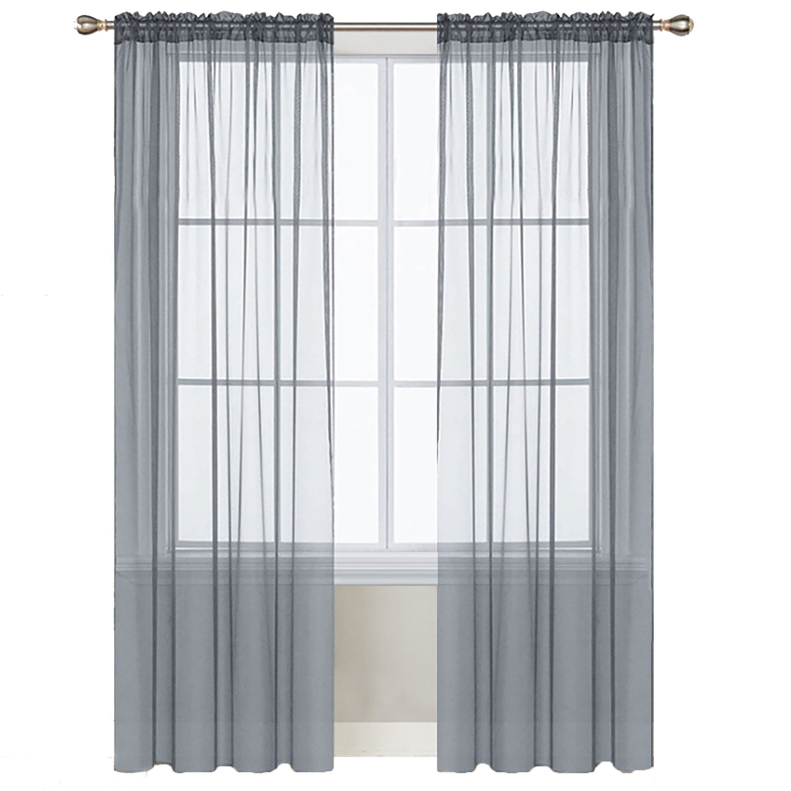 Sheer Curtains Living Room Rod Pocket Window Curtain Panels Bedroom Semi Sheer view 2
