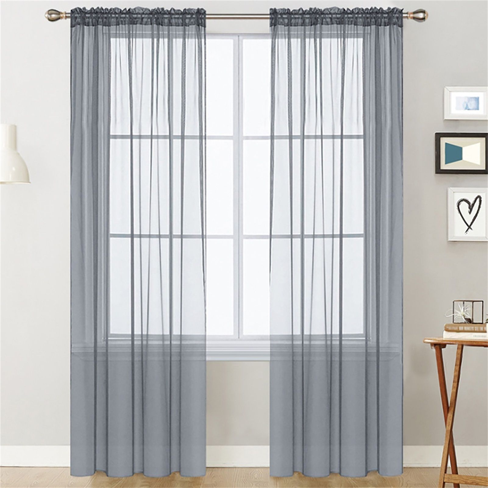 Sheer Curtains Living Room Rod Pocket Window Curtain Panels Bedroom Semi Sheer view 6