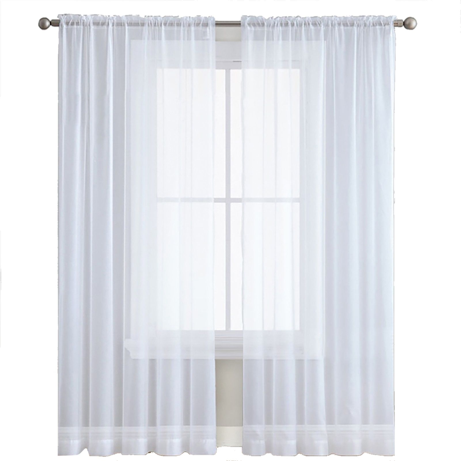 Sheer Curtains Living Room Rod Pocket Window Curtain Panels Bedroom Semi Sheer view 2