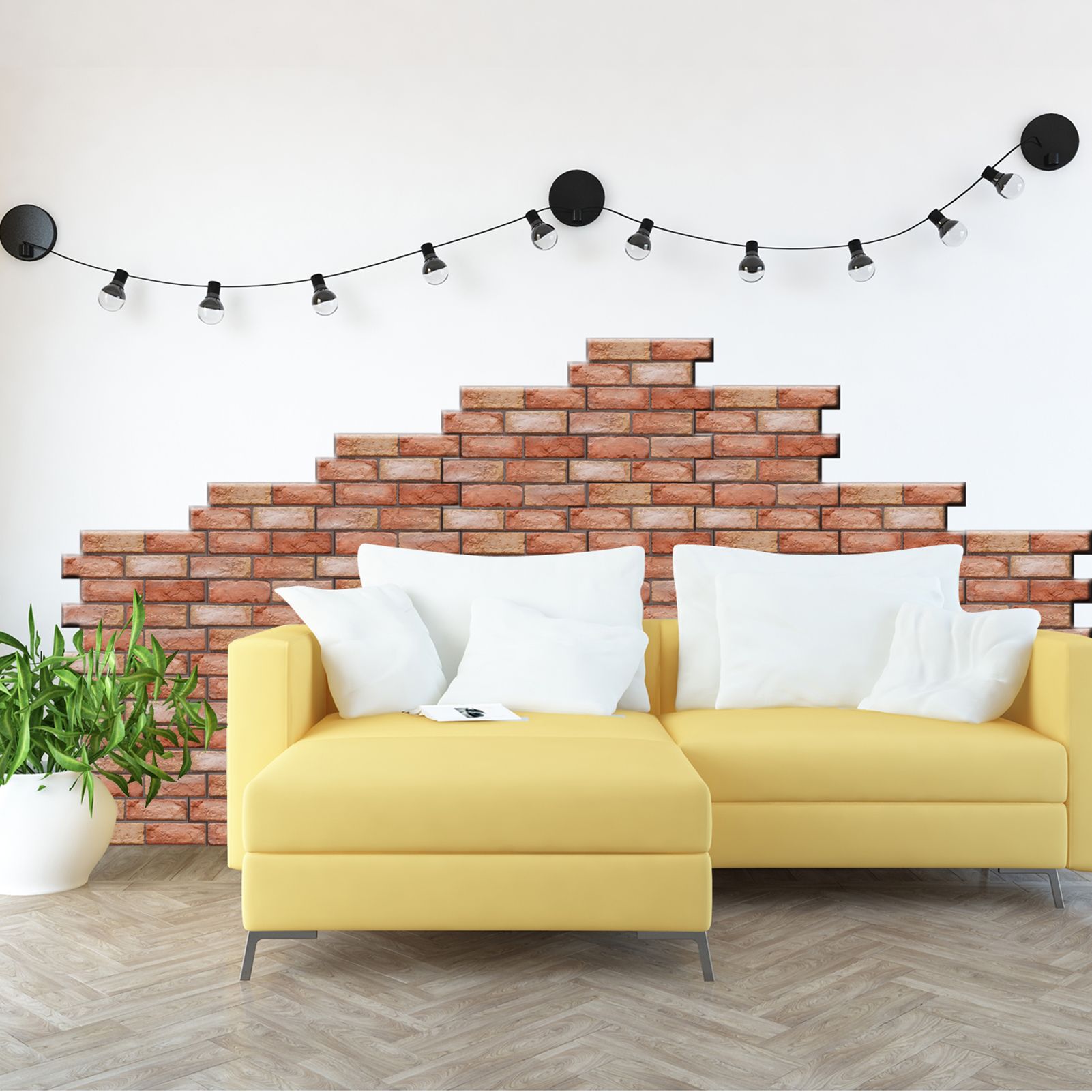 3 Dimension Red Brick Water-resistant Moistureproof Removable Self Adhesive