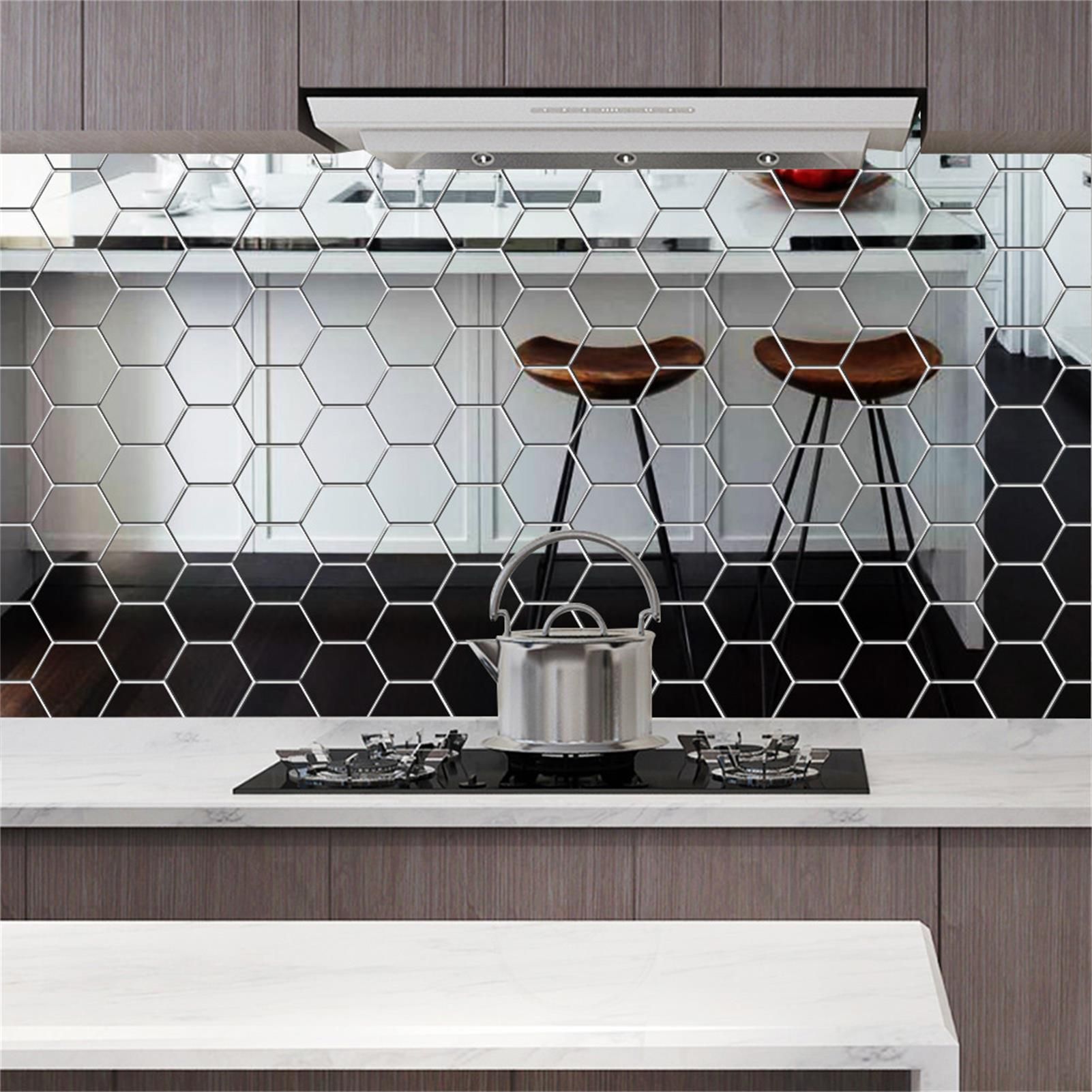 Flexible Reflective Hexagon Mirror Sheets Self-Adhesive Mirror Tiles Non-Glass view 4