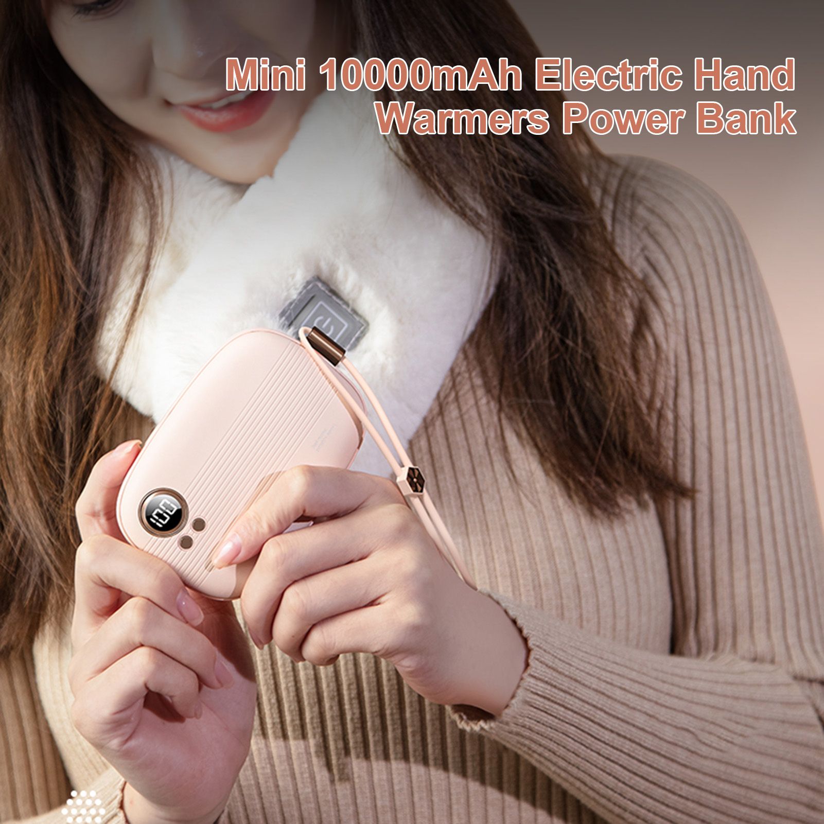 Mini 10000mAh Electric Hand Warmer P-ower B-ank 2 Adjustable Heating Levels/