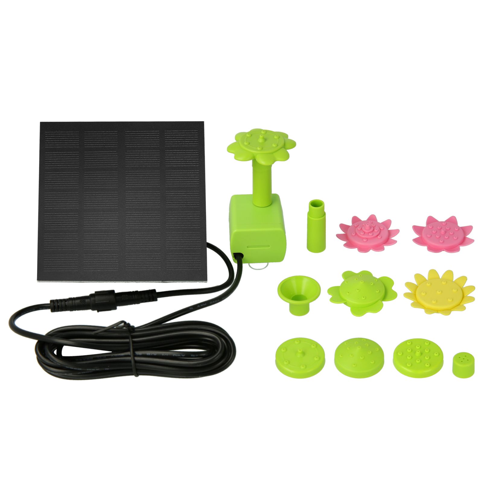 7V 1.4W Solar Fountain Pump with Colorful Flower Type Nozzles Solar Powered