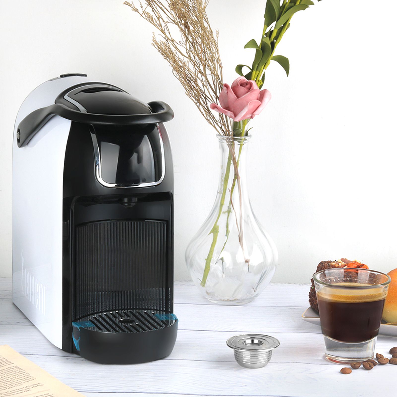 Stainless Steel Coffee Capsules Refillable Coffee Capsules with Spoon Brush
