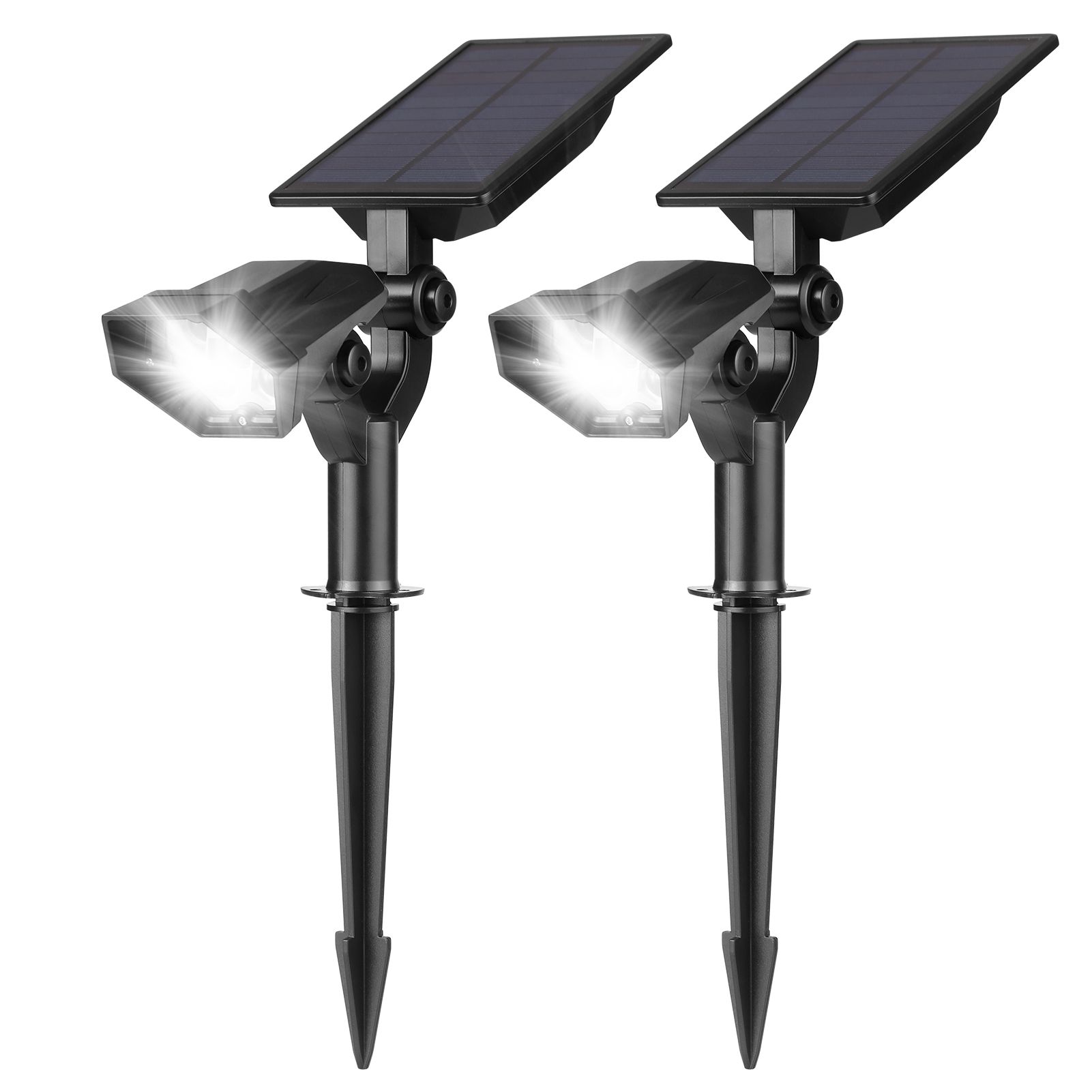 2 PCS Solar Garden Spotlights Outdoor Waterproof 5 LEDs 2-in-1 Solar In-Ground