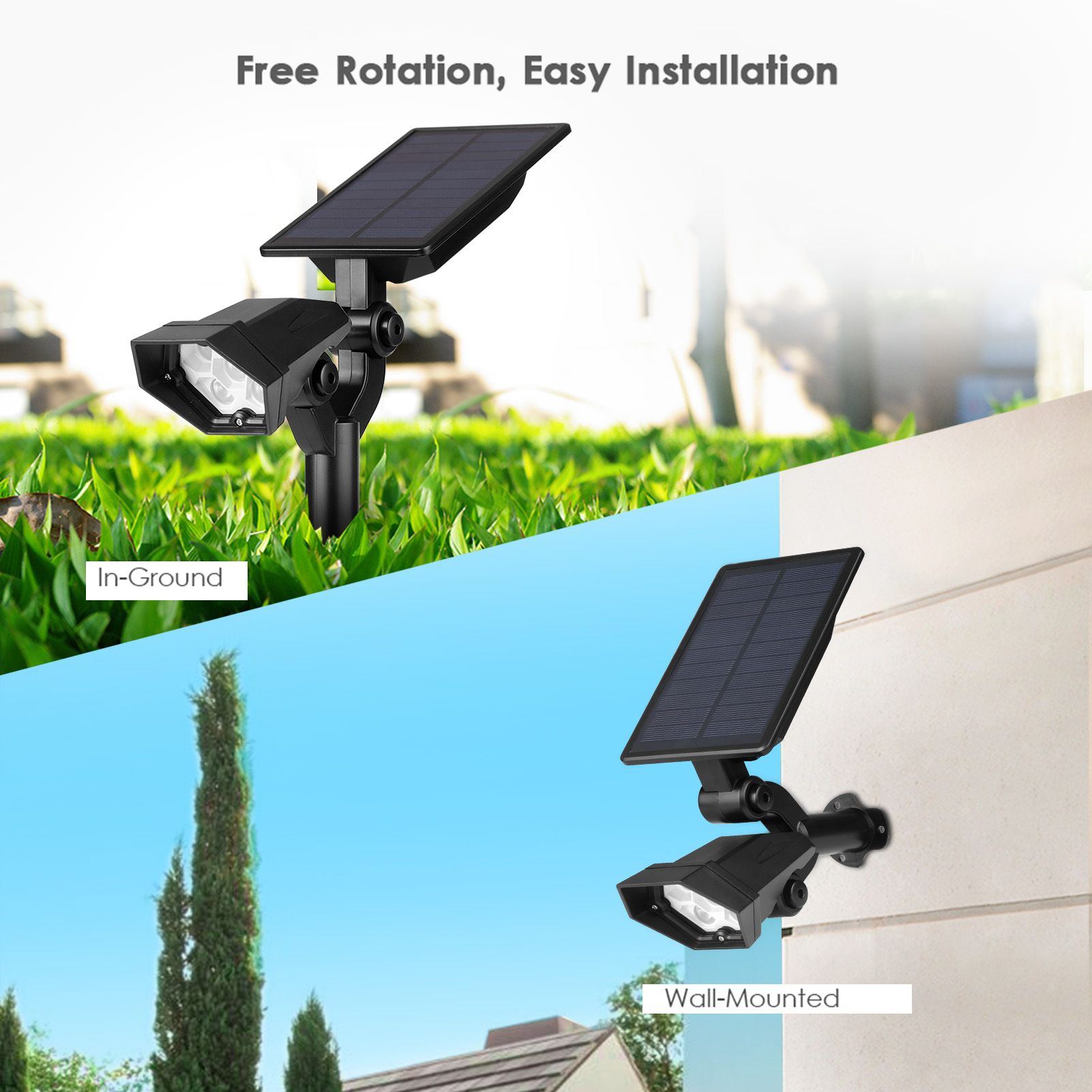 2 PCS Solar Garden Spotlights Outdoor Waterproof 5 LEDs 2-in-1 Solar In-Ground view 7