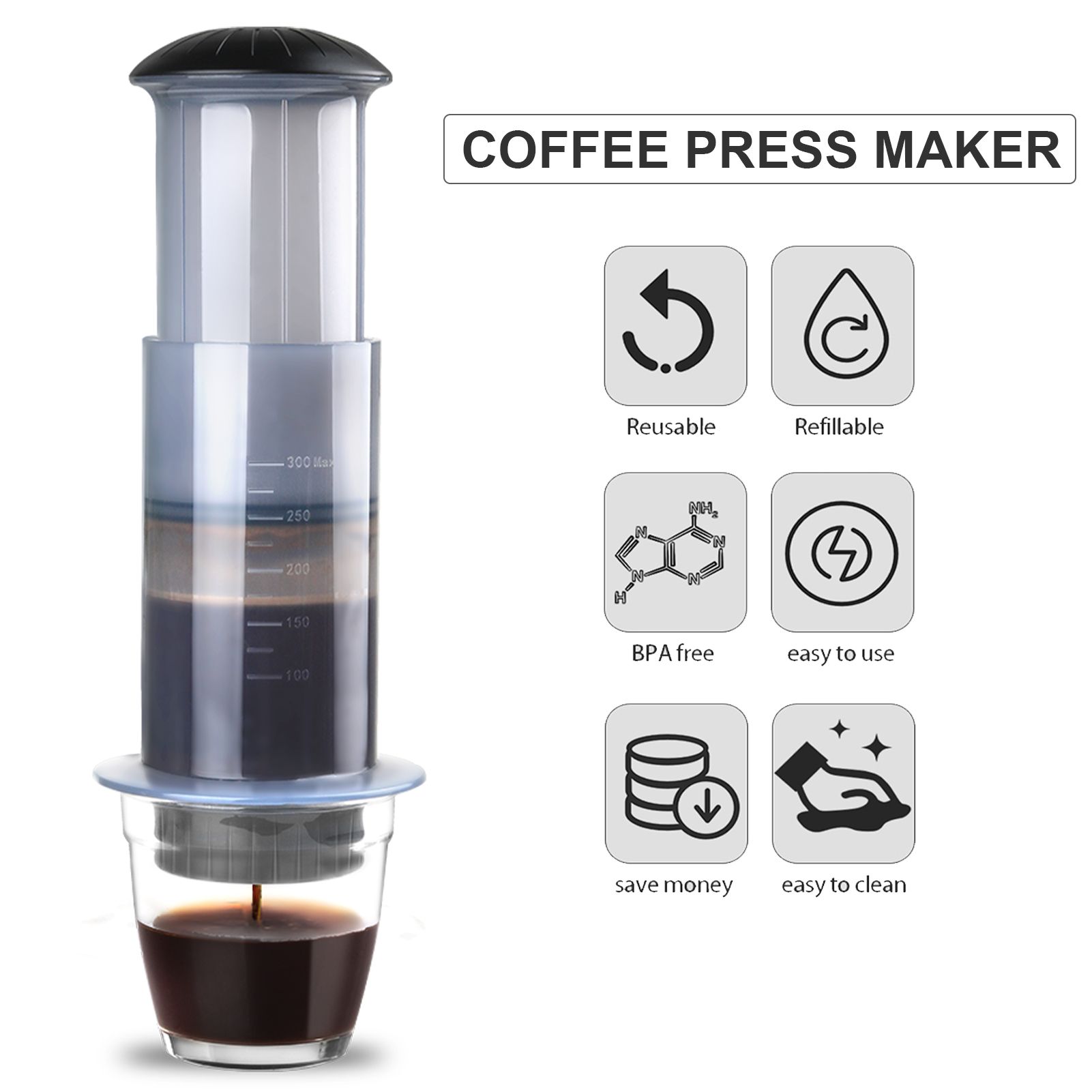 Coffee and Espresso Press Maker Portable Coffee Manual Machine with 50PCS view 4