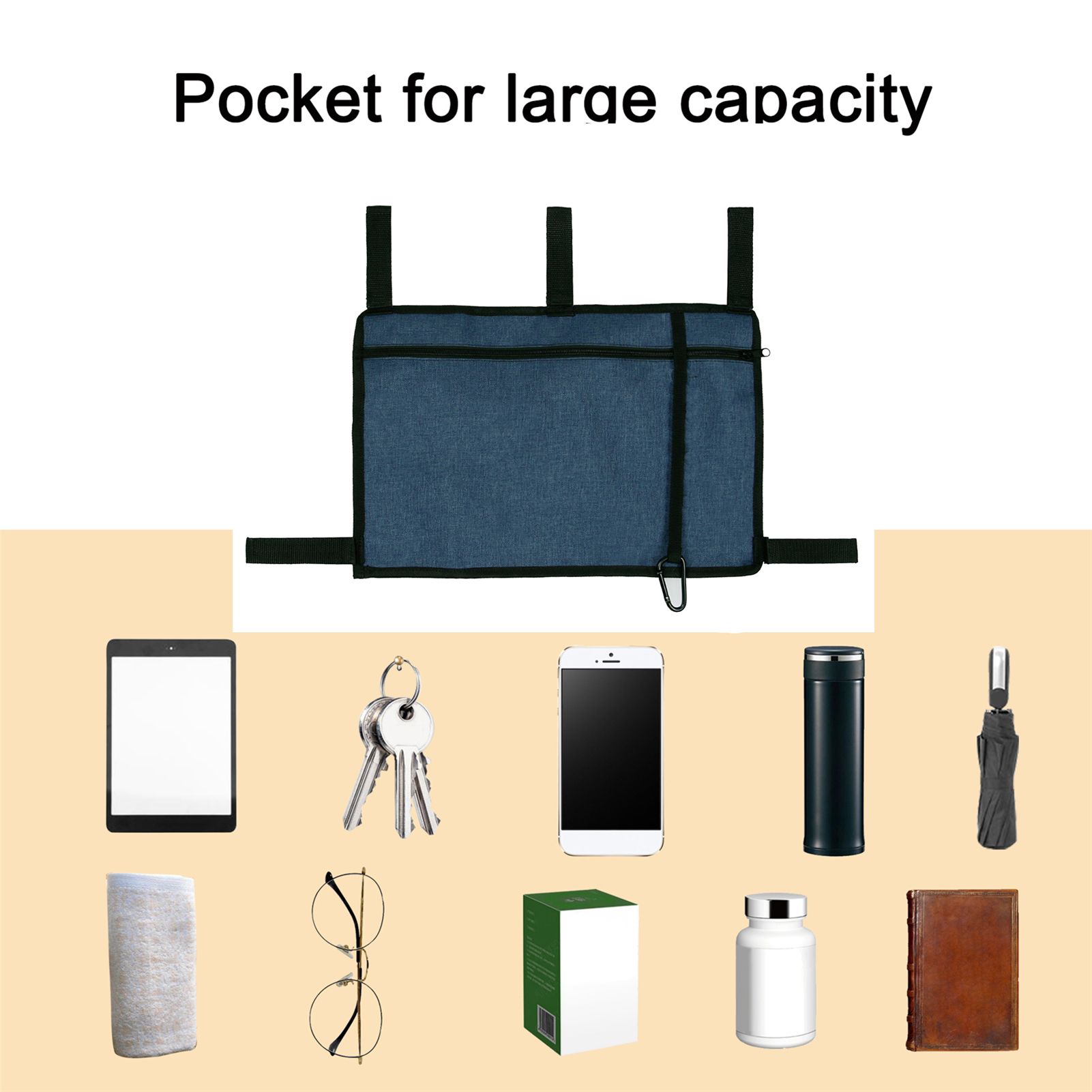 Walker Bag Walker Pouch Attachments Bags with Cup Holder Large Capacity view 3