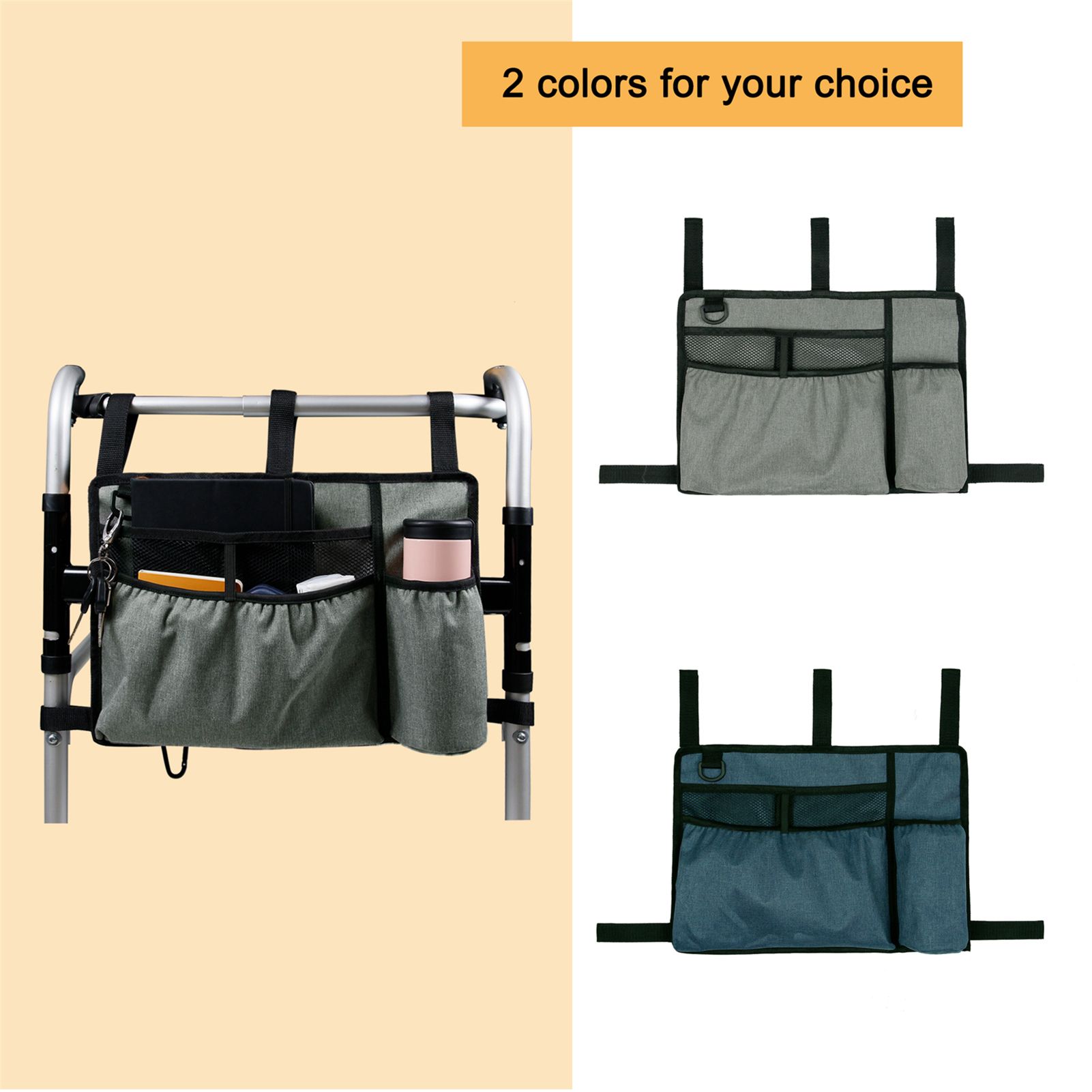 Walker Bag Walker Pouch Attachments Bags with Cup Holder Large Capacity view 4