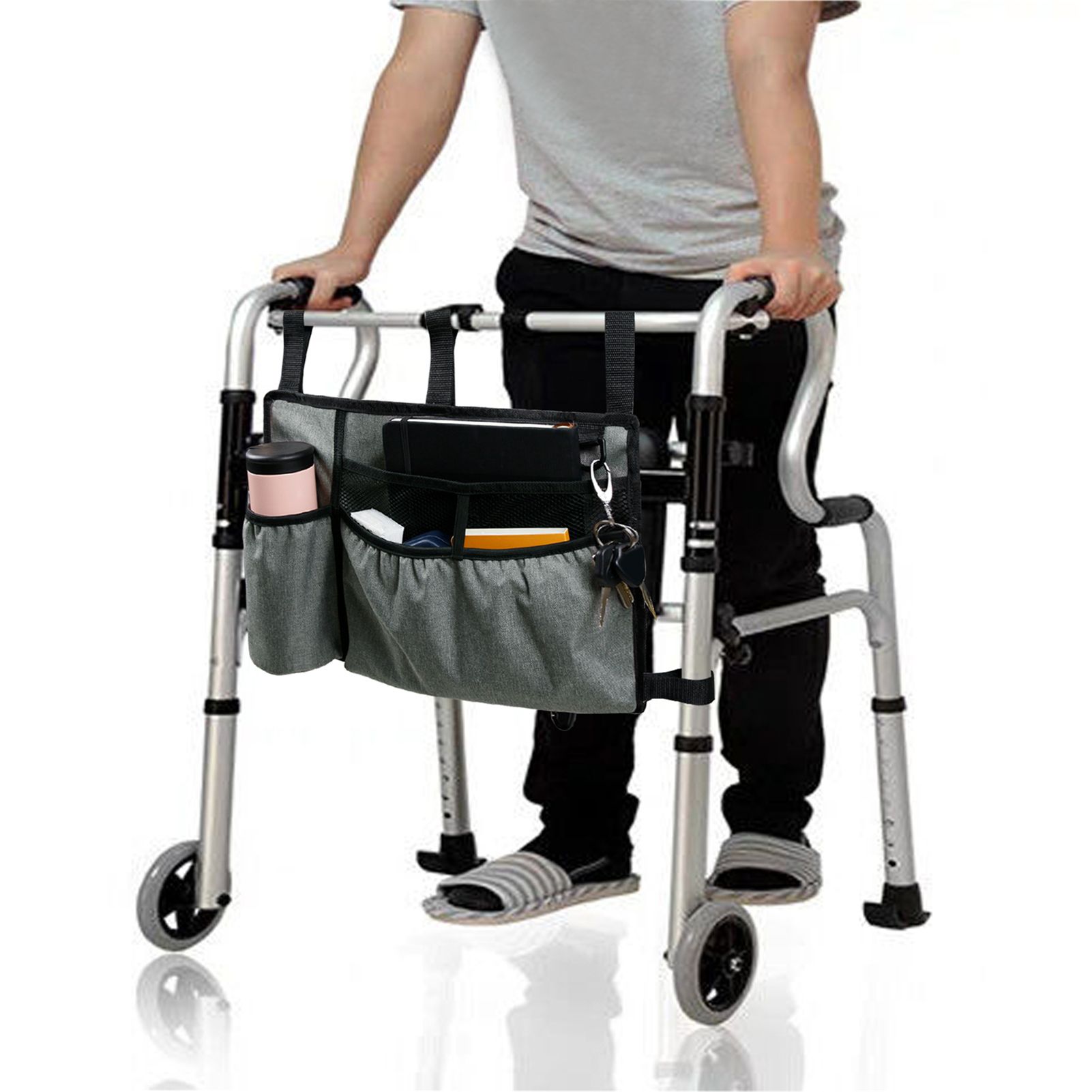 Walker Bag Walker Pouch Attachments Bags with Cup Holder Large Capacity view 5