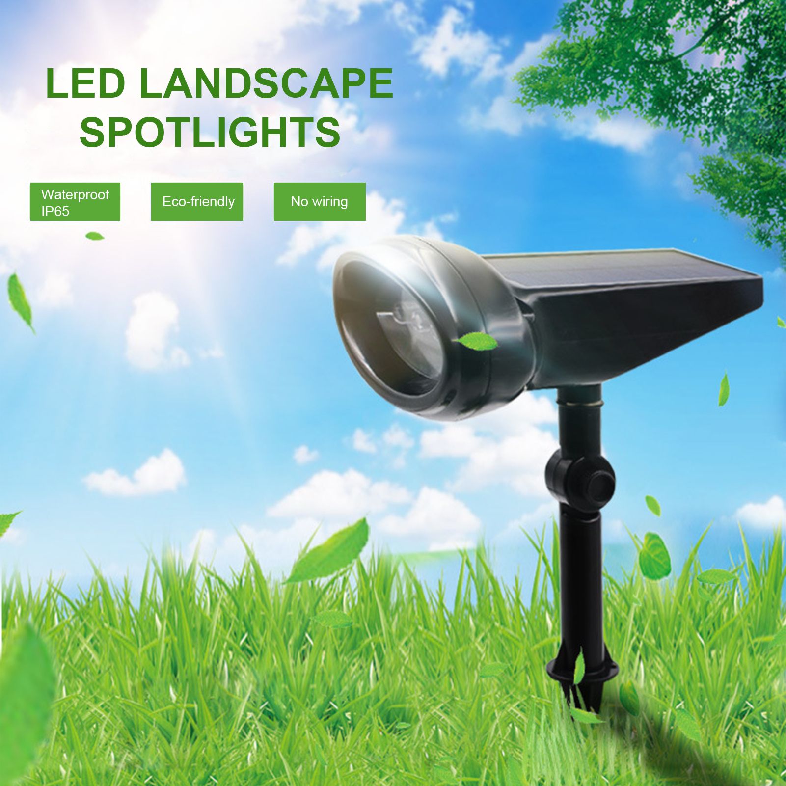 LED Solar Landscape Spotlights IP65 Waterproof Solar Garden Lights Outdoor
