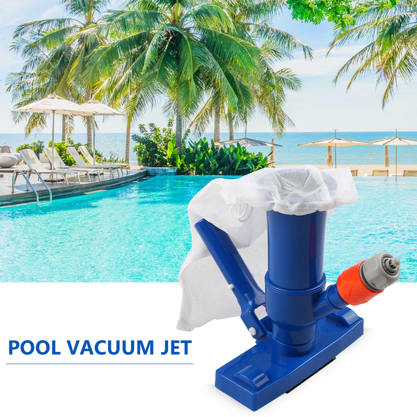 Pool Vacuum Jet Underwater Cleaner Brush with Clip Handle Drawstring Bag view 3